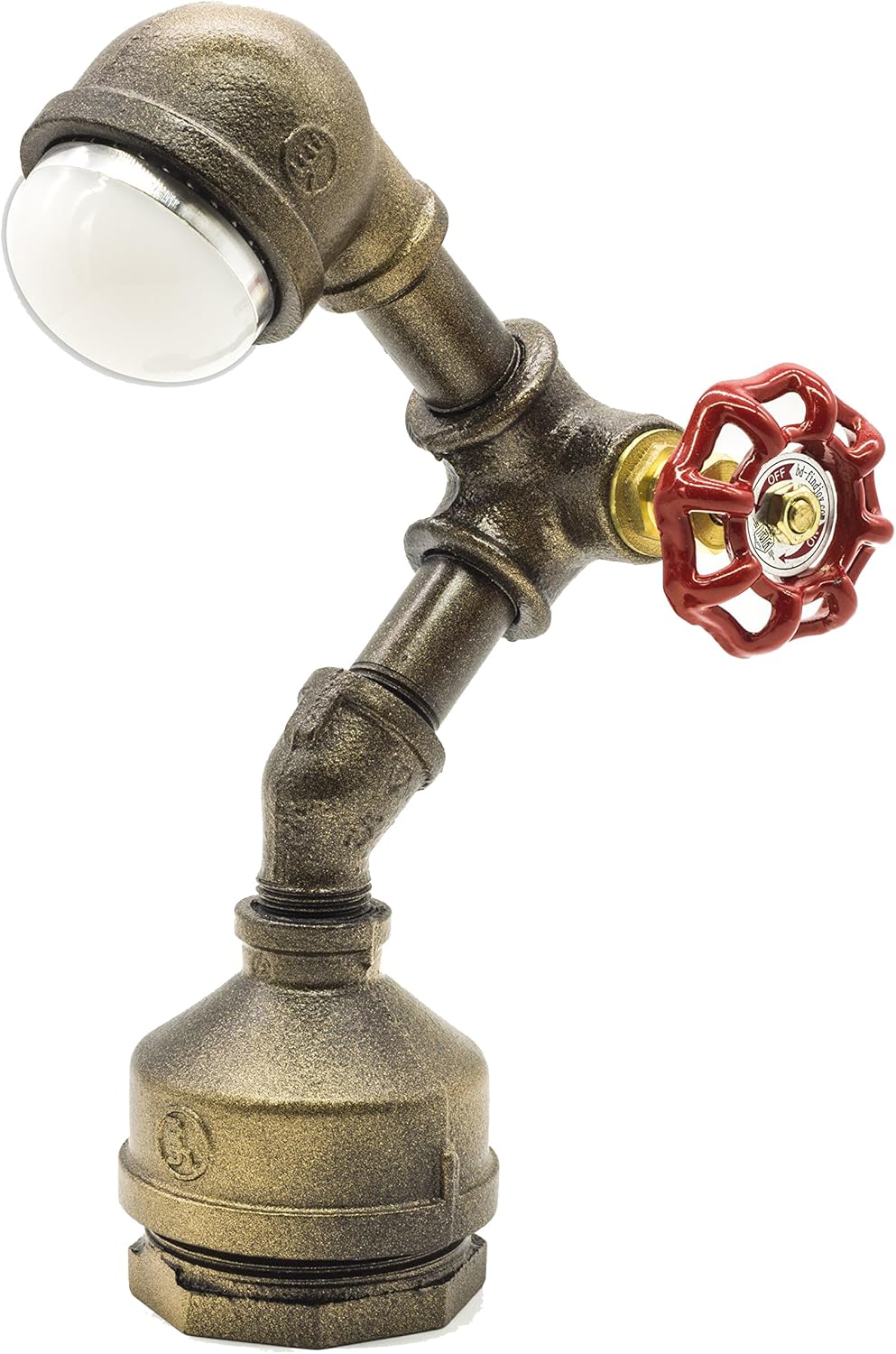Industrial Steampunk LED Desk Lamp, Iron Piping Loft Style Vintage Antique Light, Retro Desk Lamp, Alfred Night Light LL-007-WW