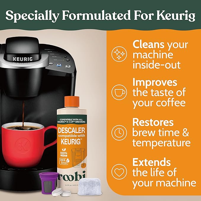 Kit de Descalcificación y Limpieza Roobi Compatible con Keurig miniatura 6