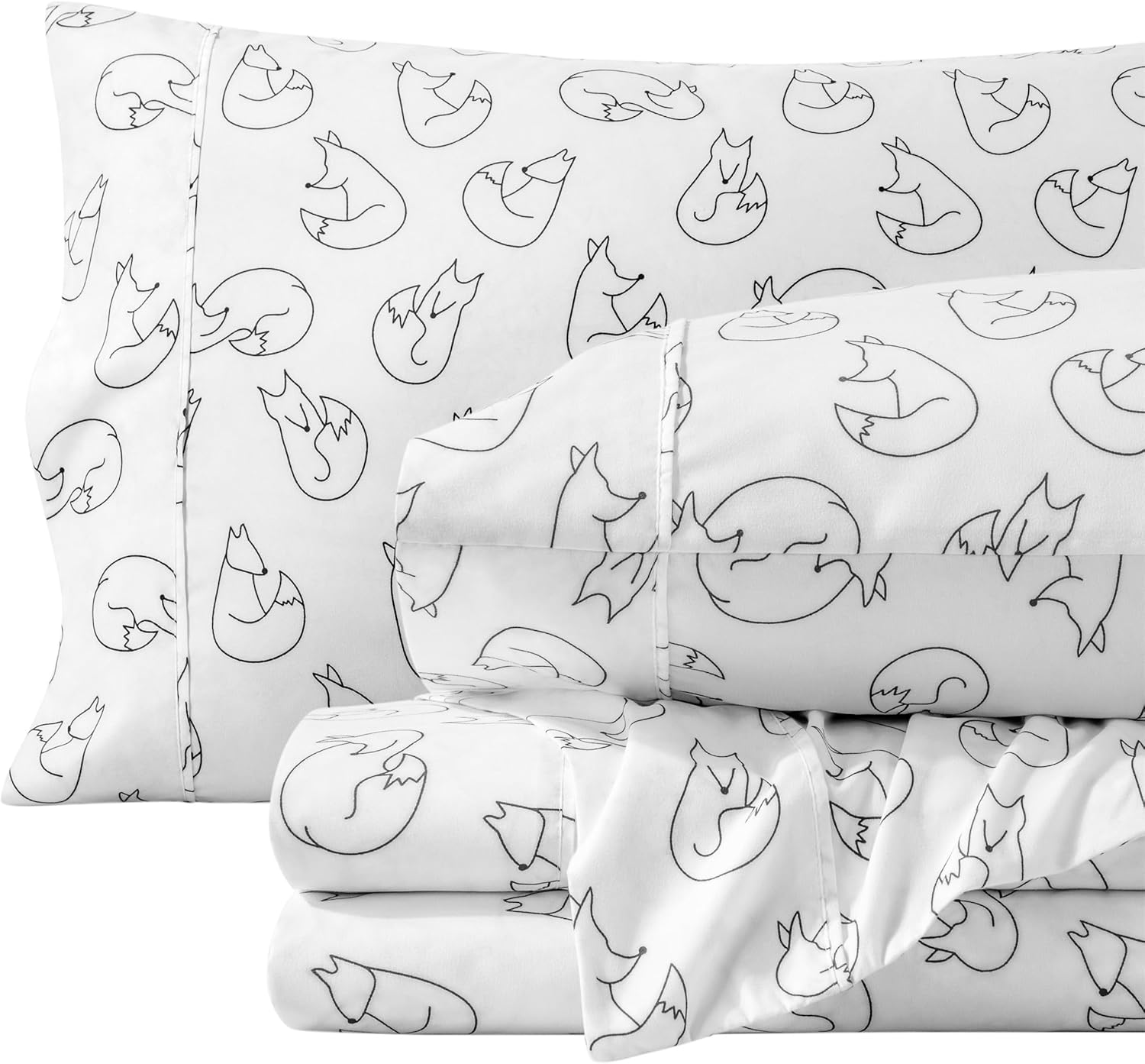 Bare Home Queen - Christmas Sheet Set - Luxury 1800 Ultra - Double Brushed Soft Microfiber - Deep Pockets - Easy Fit - 4 Piece Set - Holiday Bed Sheets (Queen, Feelin' Foxy)