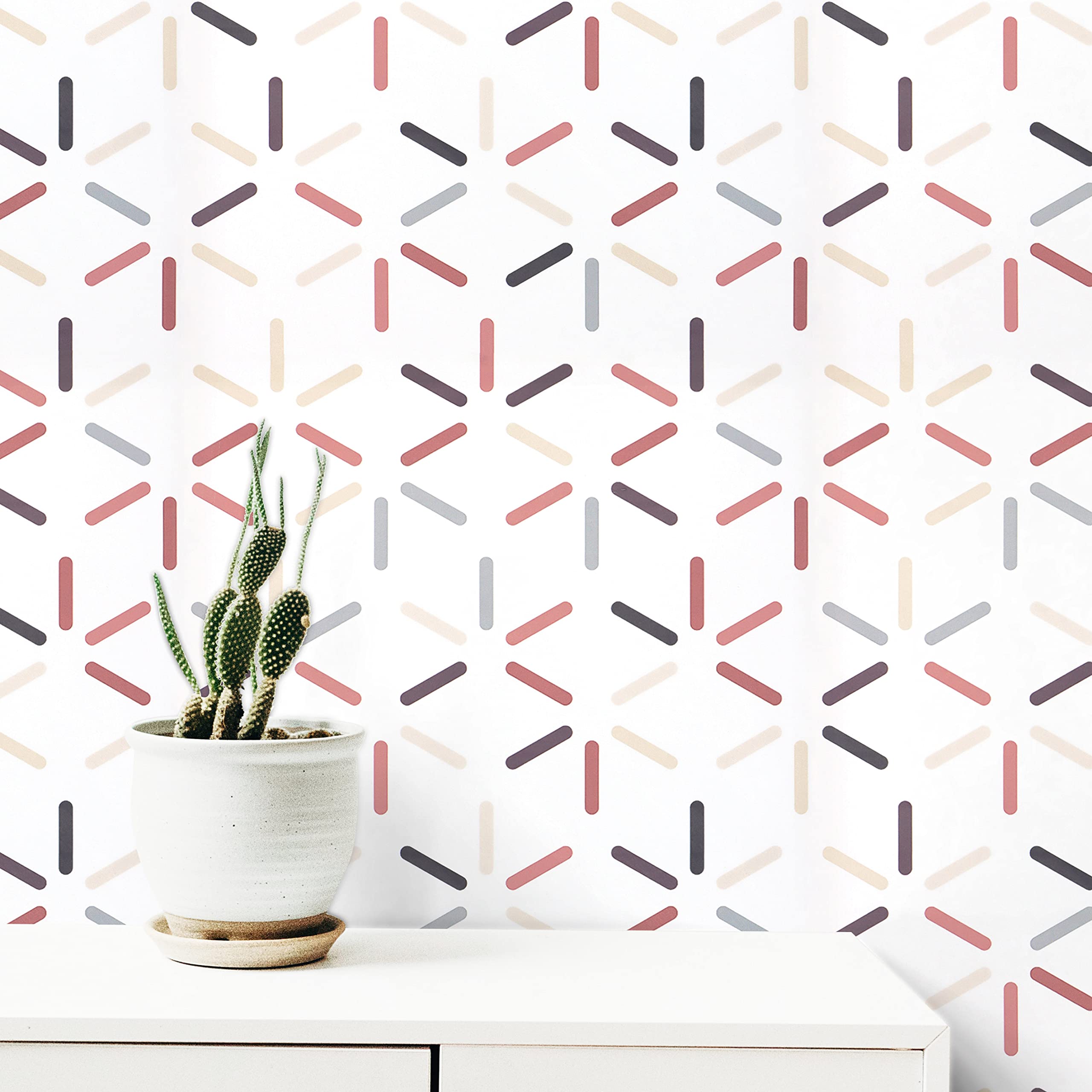 Fiula Geometric Wallpaper Peel and Stick Wallpaper 15.5"X118" Hexagon Removable Wallpaper Modern Wallpaper Living Room Bedroom Multicolor Oval Short Stick Wallpaper Backsplash Walls Cabinet