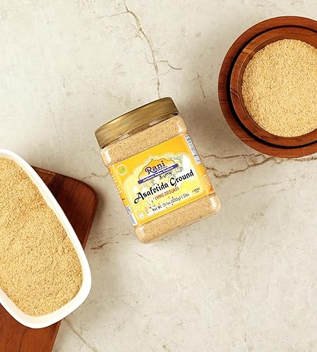Miniatura 5 de Rani Asafetida (Hing) Molido 21oz (600g) 1.3lbs Tarro PET  Todo natural  Sin sal  Vegano  Sin OMG  Kosher  Especias indias Asafoetida  Lo mejor para