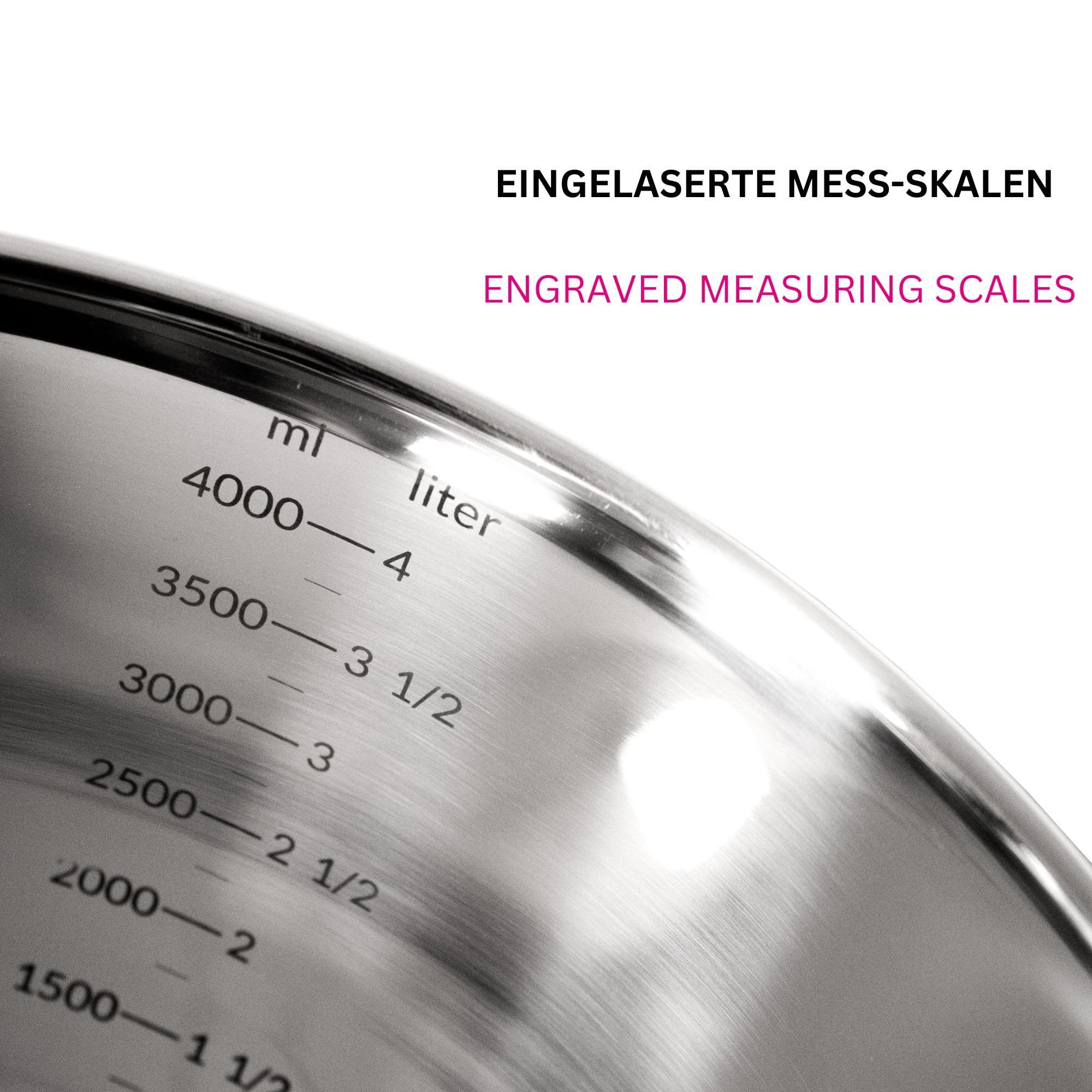 Kitty Professional Edelstahl Rührschüssel Super Bowl kompatibel mit Kitchen Aid 4,3 und 4,8 Liter mit Messskalen, spülmaschinenfest (Brushed Steel)