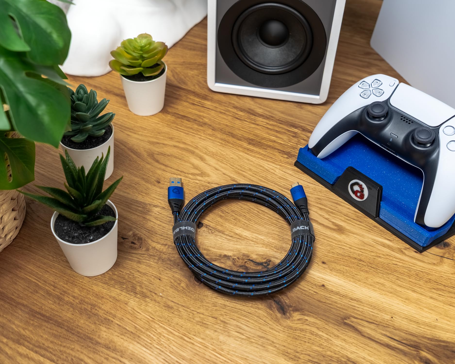 New Game Blue – Cavo USB Type-A a Type-C da 10 Gbps – Potenza di ricarica fino a 60 W – Doppia schermatura – contatti placcati oro – 3 m – Cavo da gioco con guaina in tessuto – rosso