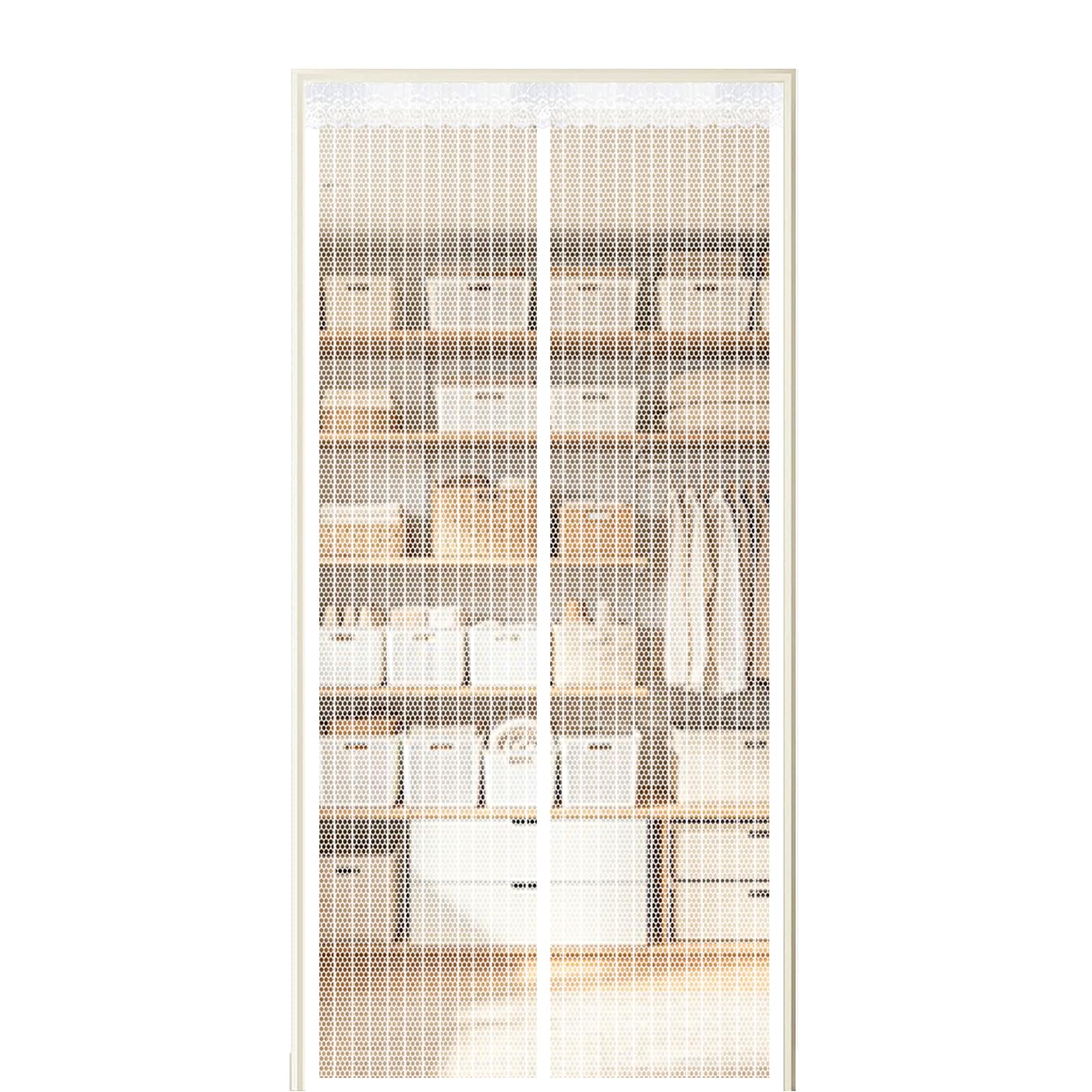 Xuehmin White Fly Screen Door 130 X 240 Cm Self Sealing Powerful Magnets Durable Pet Mesh Screen With Powerful Magnets & Full Frame Magic Tape Suitable For Patio Doors Balcony Bedroom,