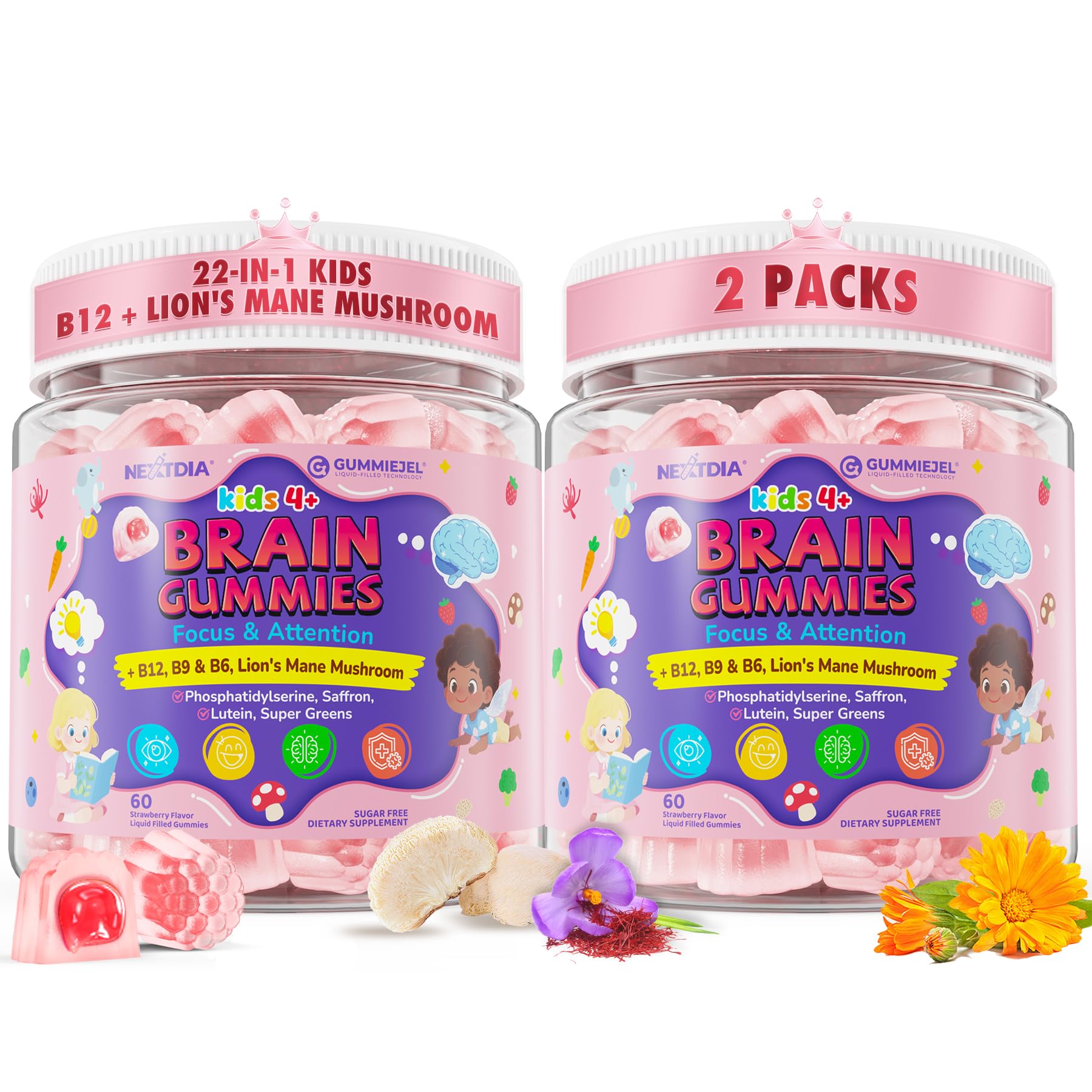Kids Brain Gummies, Focus Supplement w/Lions Mane Mushroom, Brain Vitamins — Amazon image 10