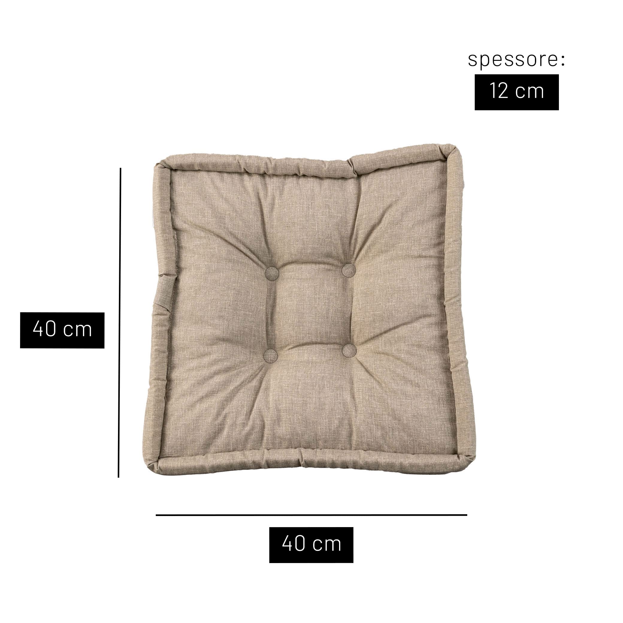 TECNOCUCI Cuscino da Pavimento - Set da 4 - Realizzati in Italia - Colore Grigio - Misure: 40x40x12