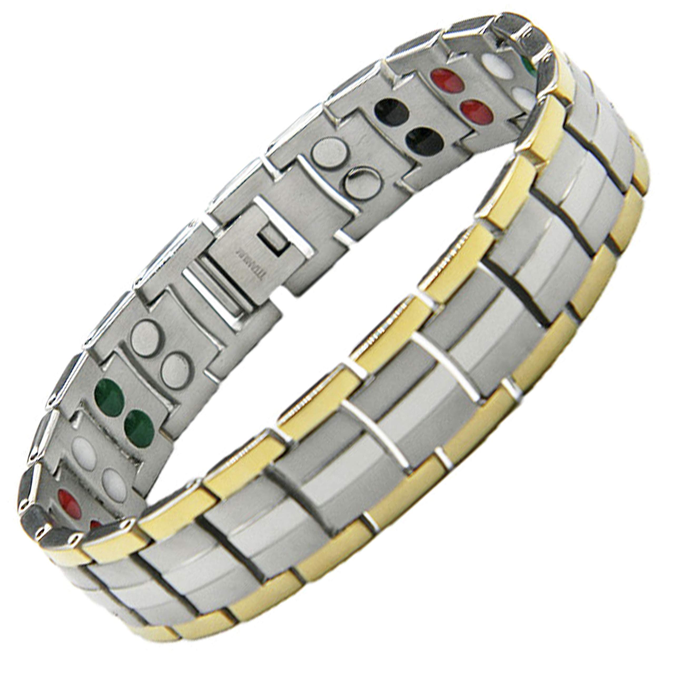 Stargems Pure Titanium Magnetic Bracelet Tone Silver And Gold