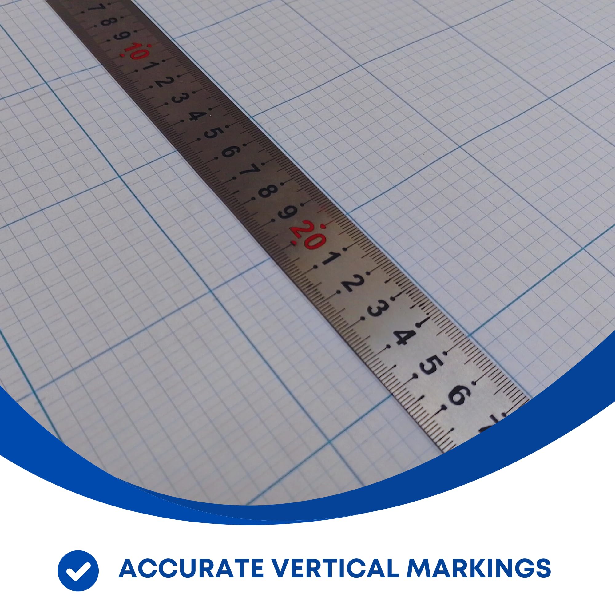 Papel cuadriculado | Rollo de 914 mm x 10 m | Cuadrículas azules impresas de 5 mm y 50 mm | Regla impresa de longitud completa | para dibujo, corte de patrones, ingeniería | Disponible en 50 g/m² y 90