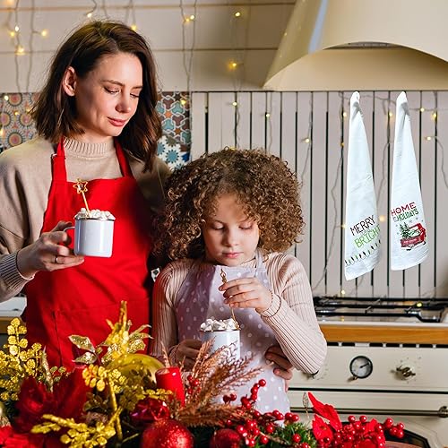 Vista 74 de Serafina Home Toallas de cocina navideñas navideñas: dos muñecos de nieve Be Jolly espiga y un muñeco de nieve bailarín, 3 piezas, tejido plano 100%