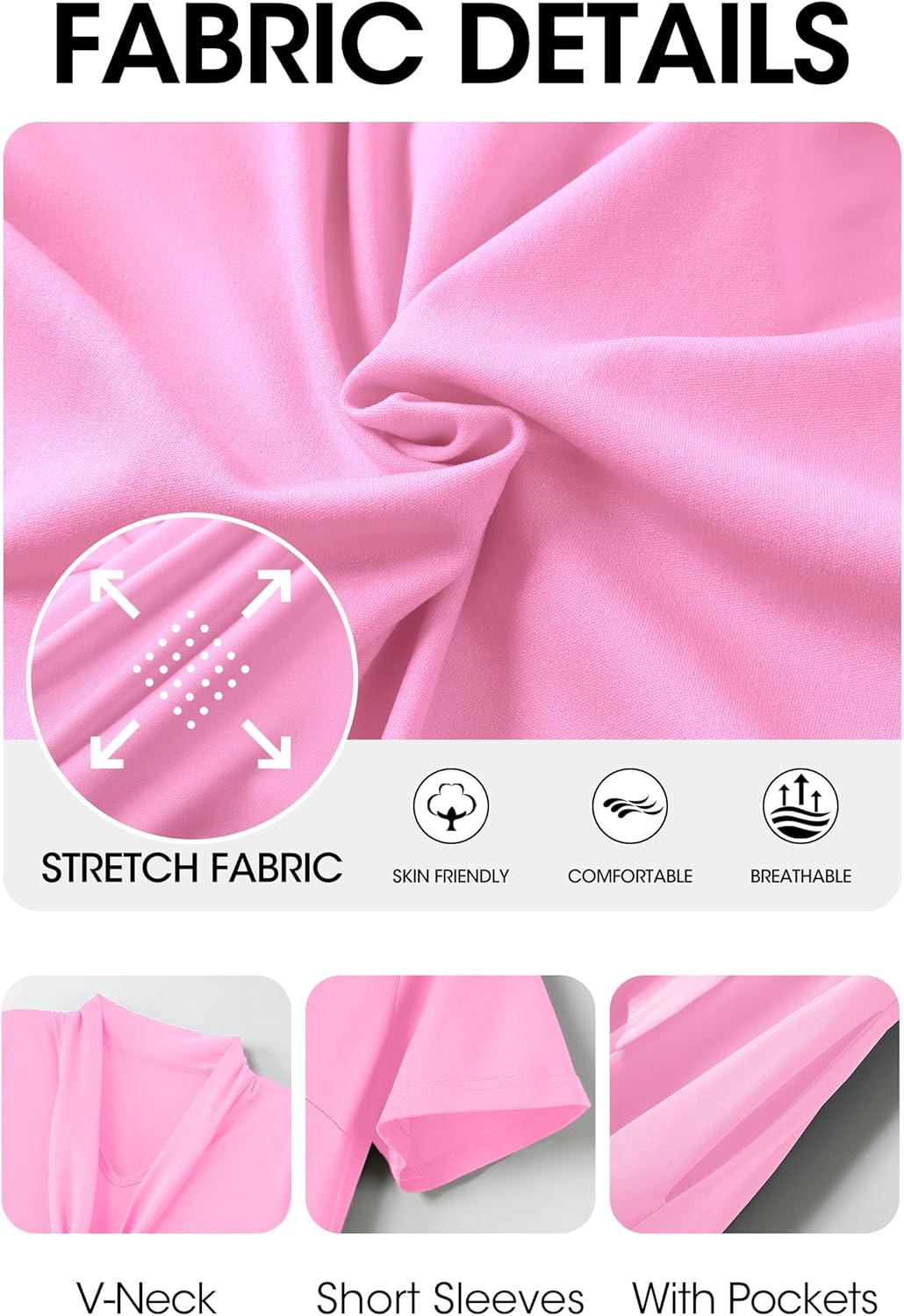 FANDEE Midi Dress for Women Casual Short Sleeve A-line Semi Formal Fit and Flare Dress Classy Tie Neck Work Business Dresses - Image 8