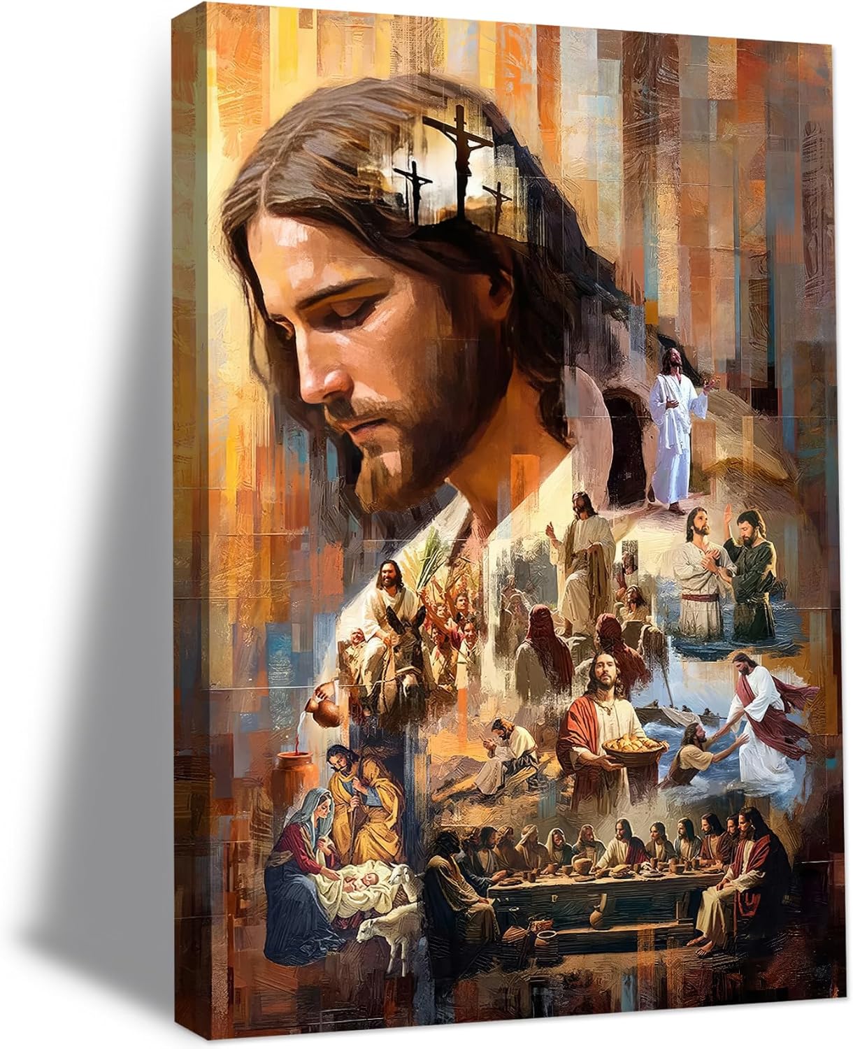 Jesus Wall Art Christ Wall Decor Modern Christian Poster Christian Bible Story Canvas Prints Painting Picture For Living Room Bedroom Church Prayer Home Decor 24x36in Framed