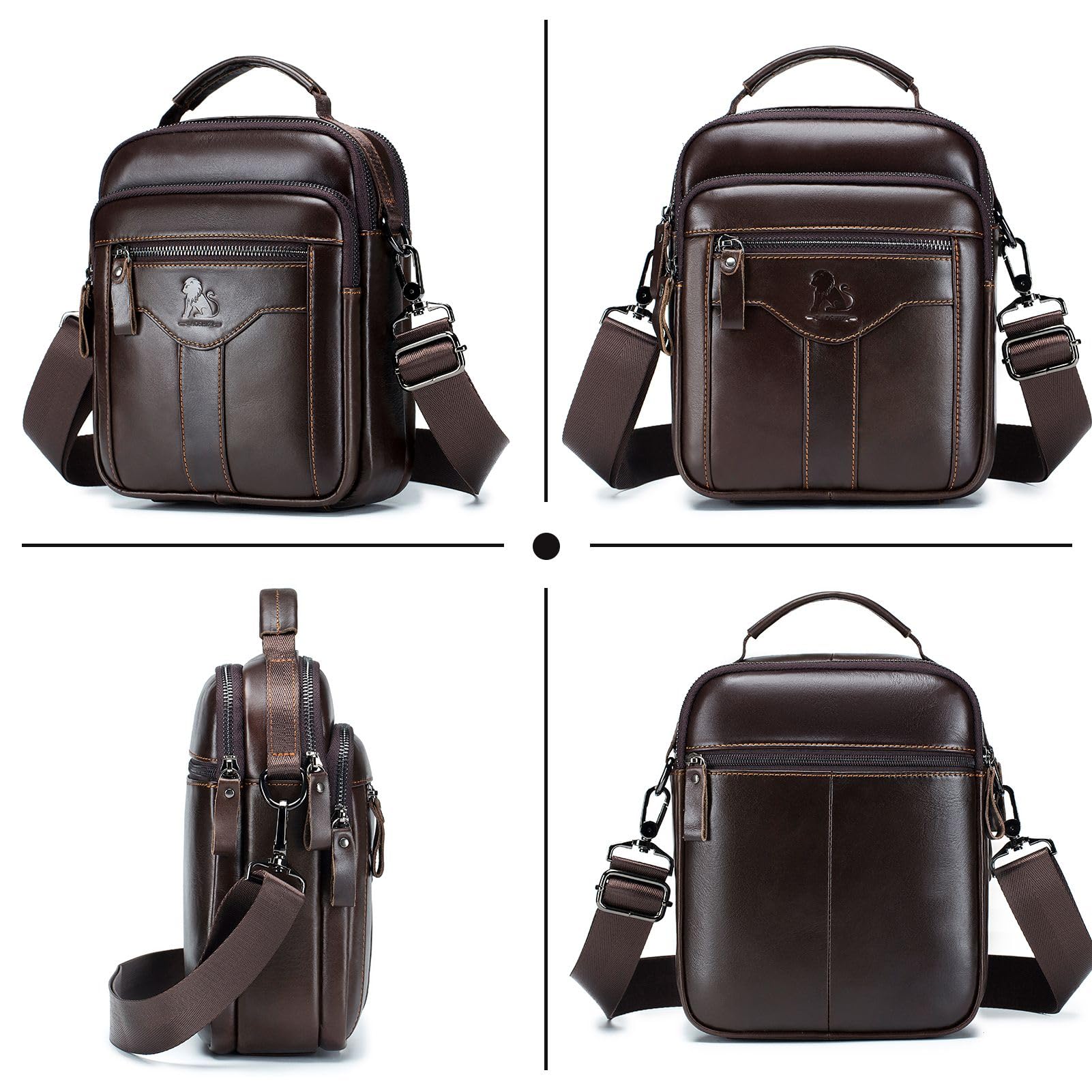 pundarika Borsello Uomo Tracolla Pelle Borsetta da Uomo Tracolla in Vera Pelle Borse Uomo Borselli a Spalla Crossbody Borse-Marrone scuro