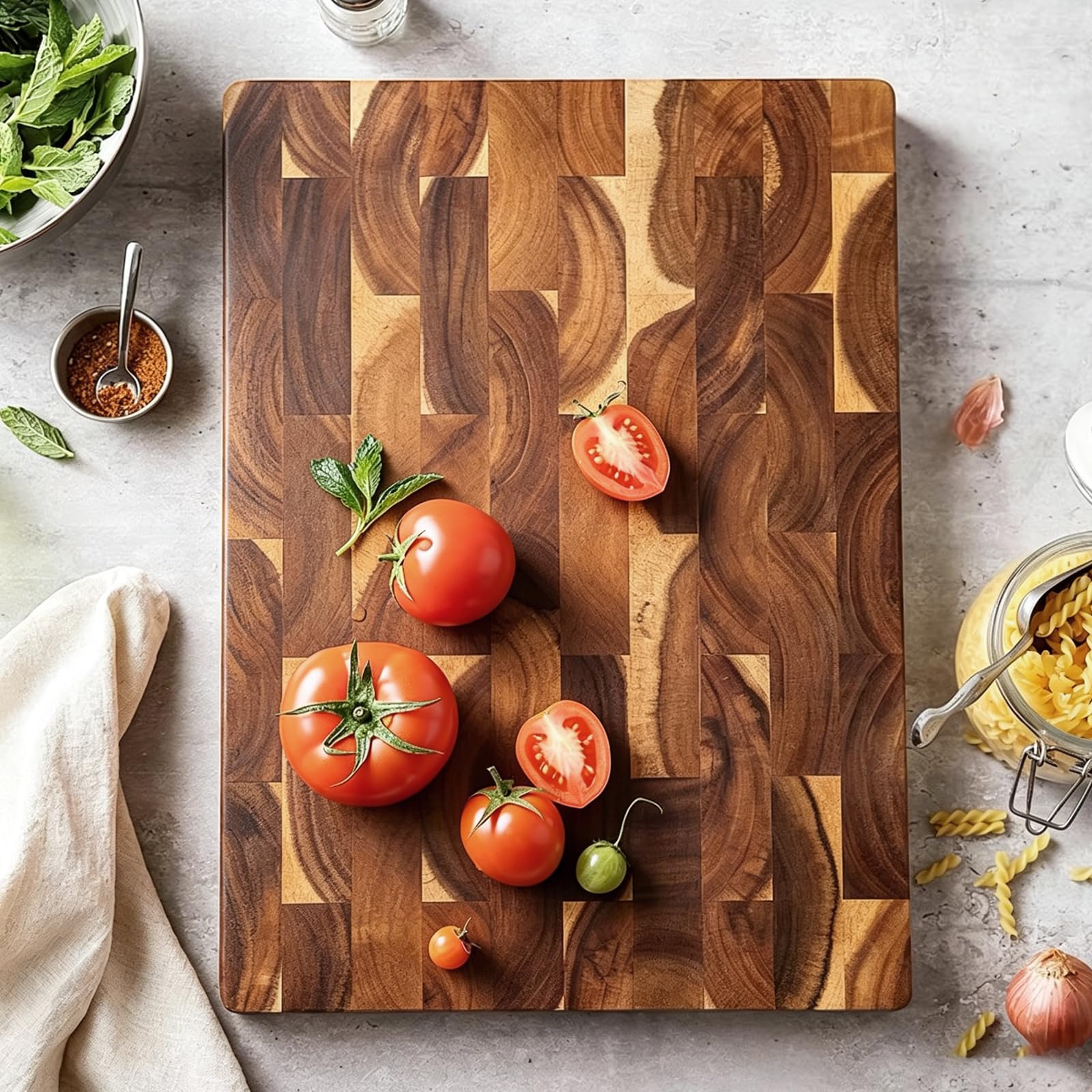 3 tablas de cortar de madera de acacia, tablas de cortar de madera para cocina, tabla de cortar de madera reversible, tabla de cortar de grano final, asas integradas, bandejas de madera para carne