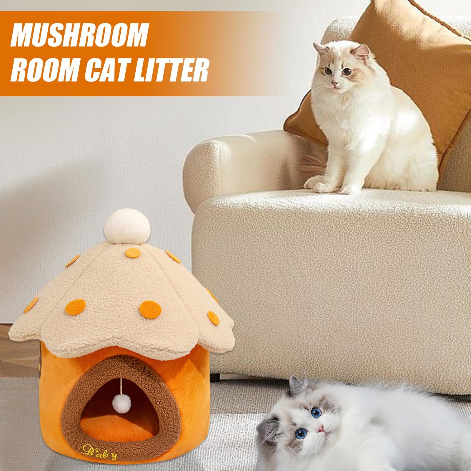 Cuccia Gatto Fungo Carina Comoda Calda Morbida Rimovibile Chiusa Privata | Condominio dei Perfetta per Soggiorno o Camera da della Tua Casa
