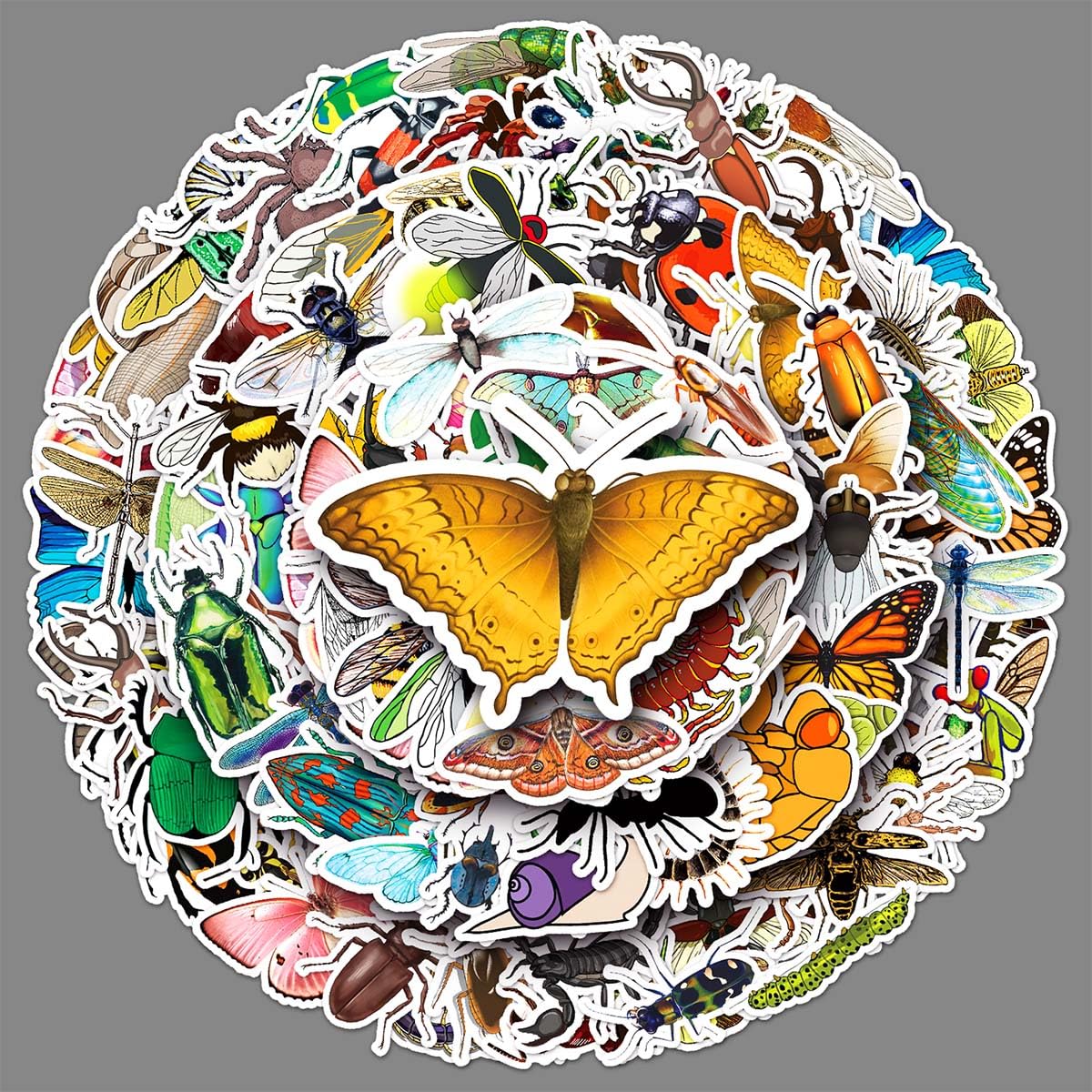 110 Pcs Insect Stickers, Vinyl Waterproof Bug Stickers for Water Bottles, Laptop, Notebook, Scrapbook, Luggage, Cell Phone, Helmet, Party Favors