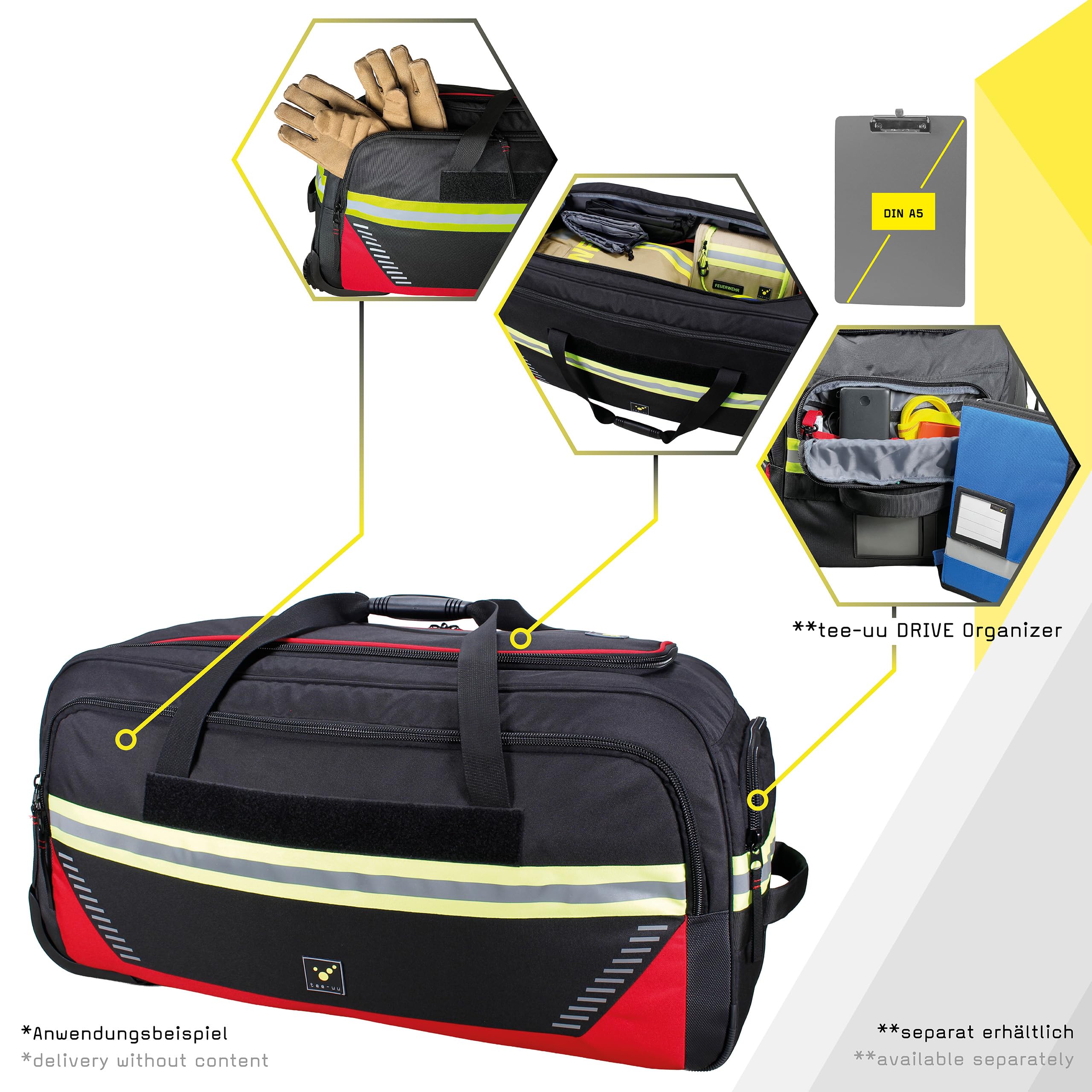tee-uu TROLLEYBAG EVO Bekleidungstasche | Trolley-Tasche | 90 L Stauraum | Verschiedene Varianten (AB-Feuerwehr)