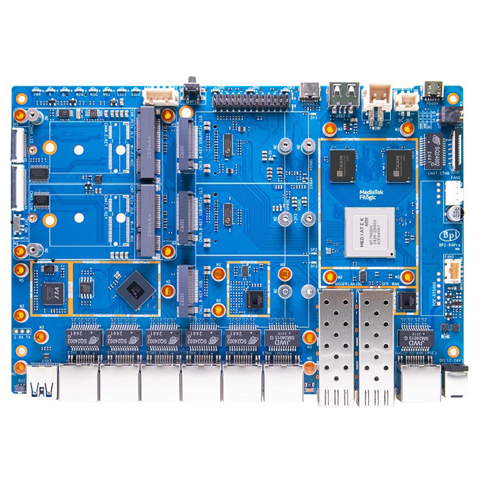 Banana Pi BPI R4 Pro WiFi 7 Router OpenWrt, MT7988A CPU 4/8GB DDR4 RAM 4X 2,5G port Ethernet 2 x 10G port światłowodowy obsługuje 4G/5G, do inteligentnego domu NAS-Gateway routera internetowego