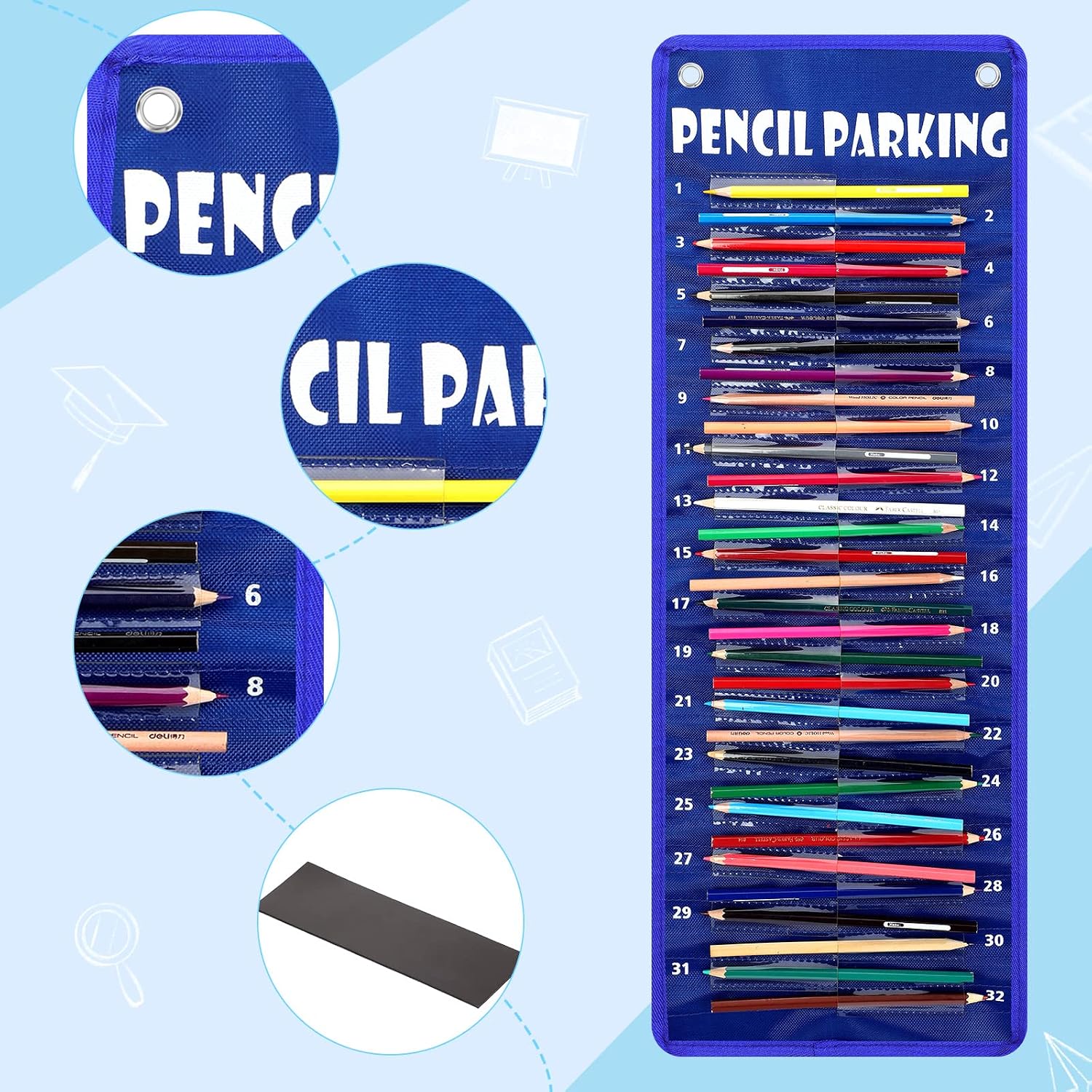 Sabary Pencil Parking Pocket Chart, Classroom Wall Organizer, Simple image 3
