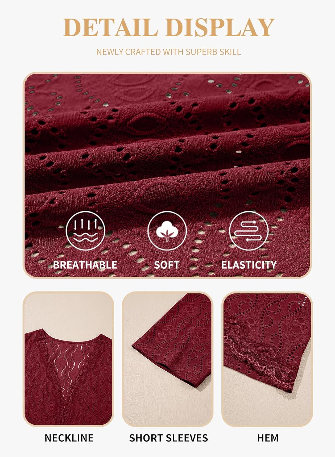 Eytino Plus Size Cardigan for Women Summer Casual Loose Half Sleeve Knit Jacquard Fashion Lace Open Front Tops(1X-5X) - Image 5