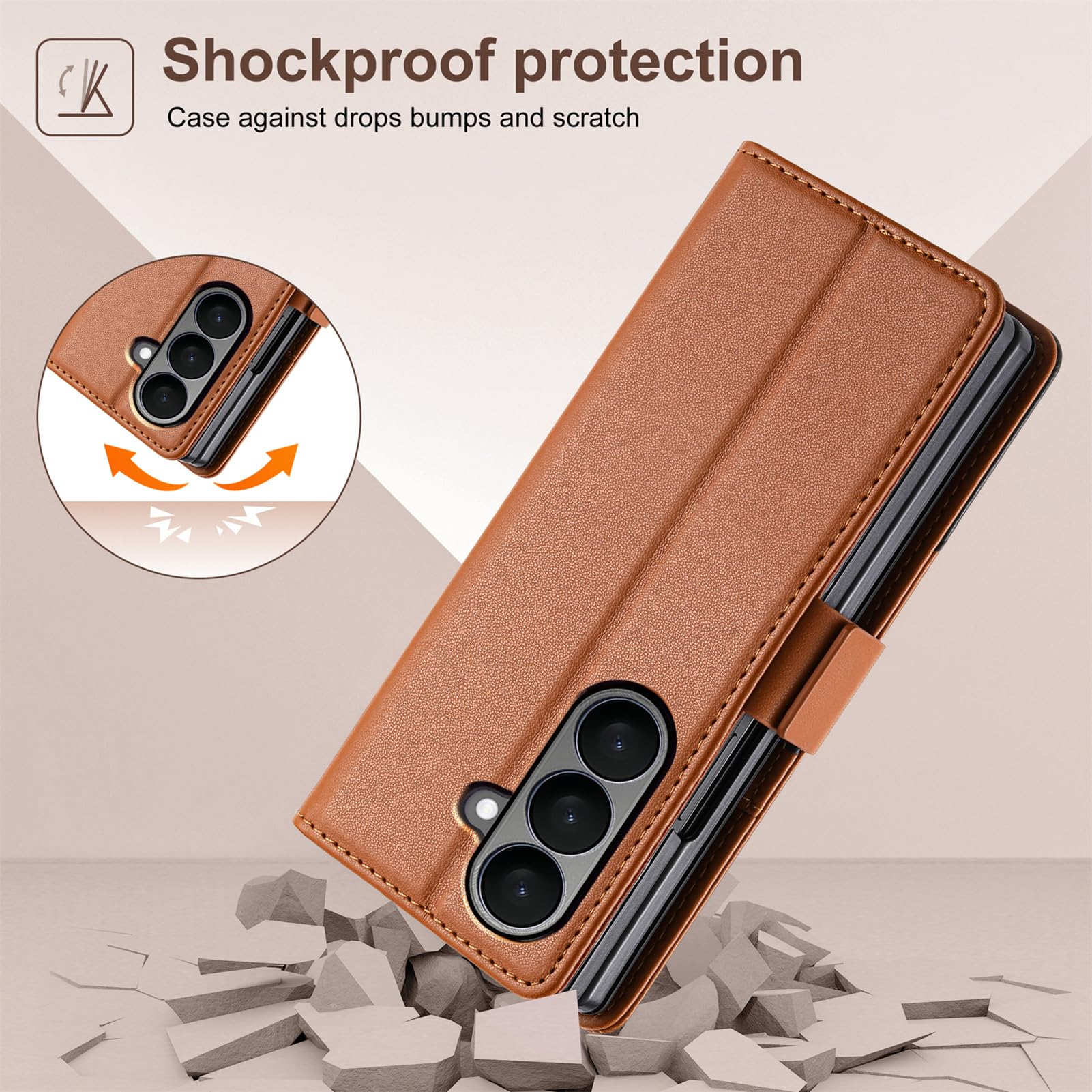 Etui biznesowe do Samsung Galaxy Z Fold 8 Ultra, magnetyczne zamknięcie, portfel, skórzane etui na karty, folio, stojąca powłoka, miękka TPU ochrona krawędzi, ochrona przed upadkiem (niebieskie)