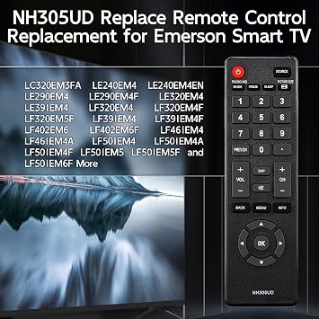NH305UD Remote Control Replacement for Emerson TV Remote, Universal Remote Control for Emerson TV LCD HDTV Models LF402EM6 LF461EM4 LF501EM4 LF501EM5F LF391EM4 LF320EM4 LF461EM4A LF290EM4