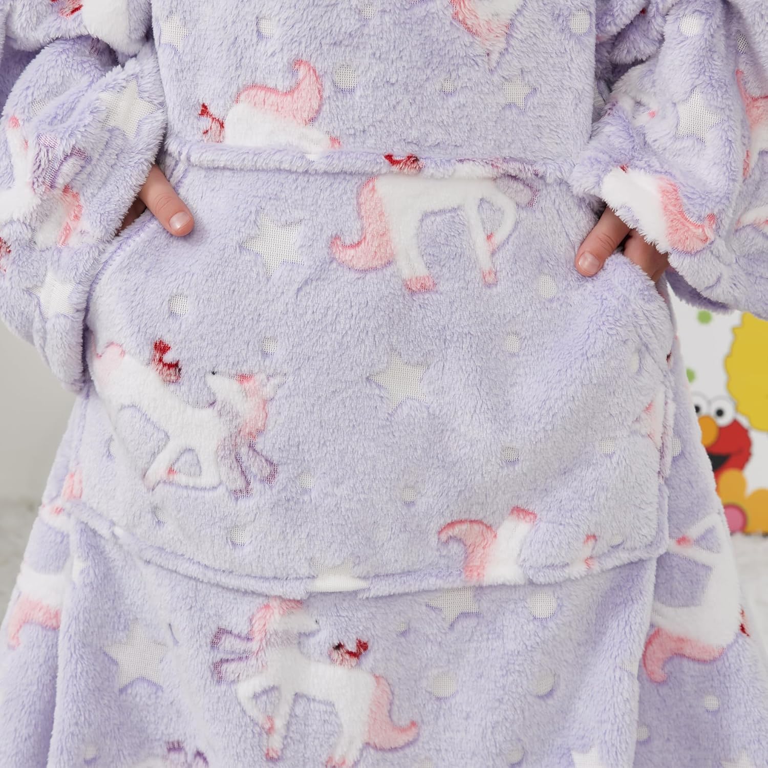 Softan Kids Wearable Fleece Blanket with Sleeves & Foot Pocket for Kids Girls Boys, Lightweight Soft Blanket,Glow in the dark Unicorn - Image 7