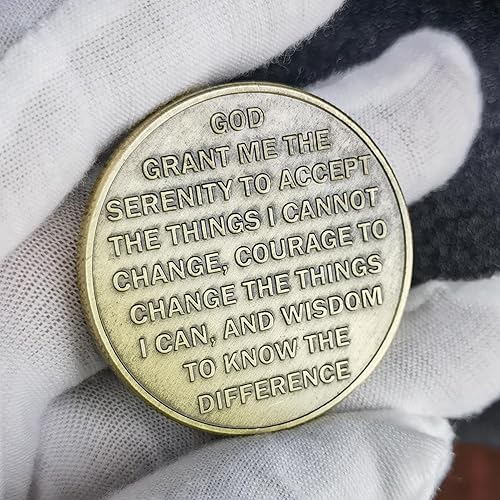 Miniatura 6 de Phoenix Rising Lucky Coin - Moneda de oración de serenidad y sobriedad, regalos sobrios para hombres o mujeres, medallón AA de recuperación de