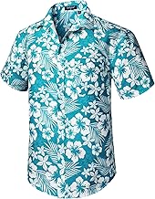 Enlision Hawaiian Short Sleeve Shirt Men Casual Floral Shirts Summer Hawaii Holiday Beach Aloha Party Shirt with Front Pocket Unisex S-2XL