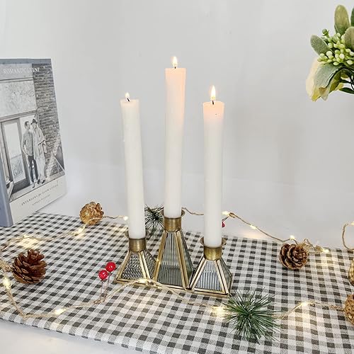 XINYOJAJU Portavelas de columna en portavelas de cristal de bronce