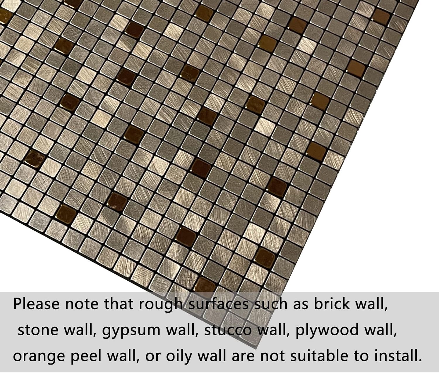 XUANINY 10-Piece Peel and Stick Backsplash for Kitchen Aluminum 3D Wall Sticker Panel Self-Adhesive Metal Mosaic Tile (11.41"x11.41" Bronze)