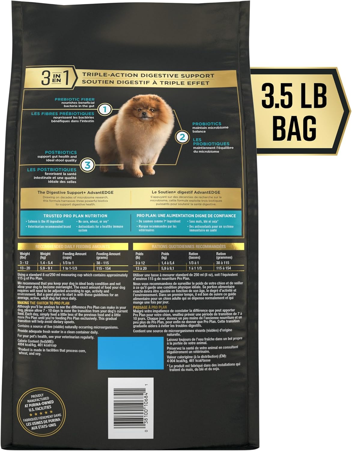 Purina Pro Plan AdvantEDGE Digestive Support Plus Small Breed Salmon and Oat Meal Formula Adult Dry Dog Food - 3.5 lb Bag