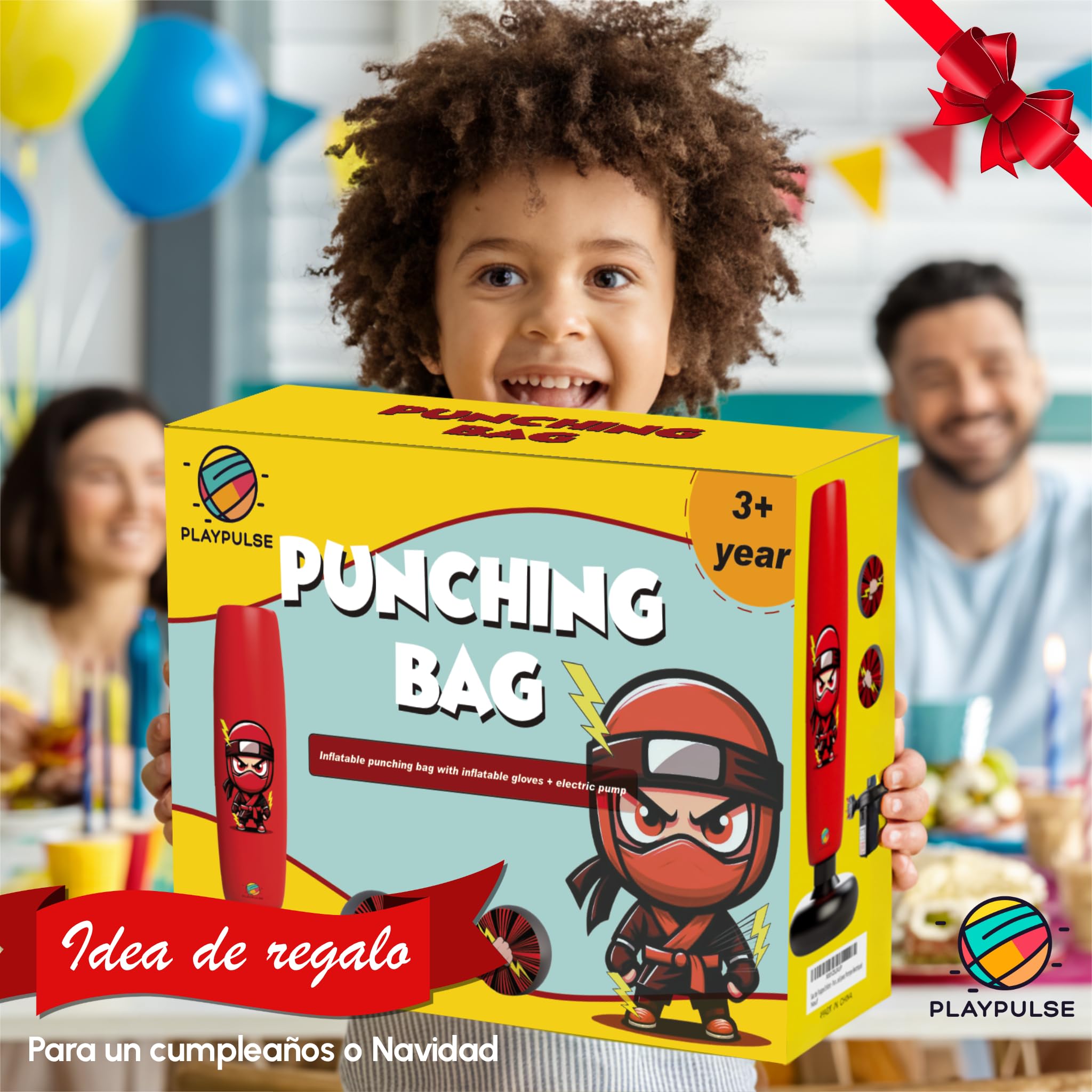 Saco de Boxeo Infantil 160CM - Punching Ball para Niños + Bomba Eléctrica + Guantes de Boxeo Inflables - 3 a 10 Años - Juguete para Exterior e Interior - Saco de Boxeo de Pie