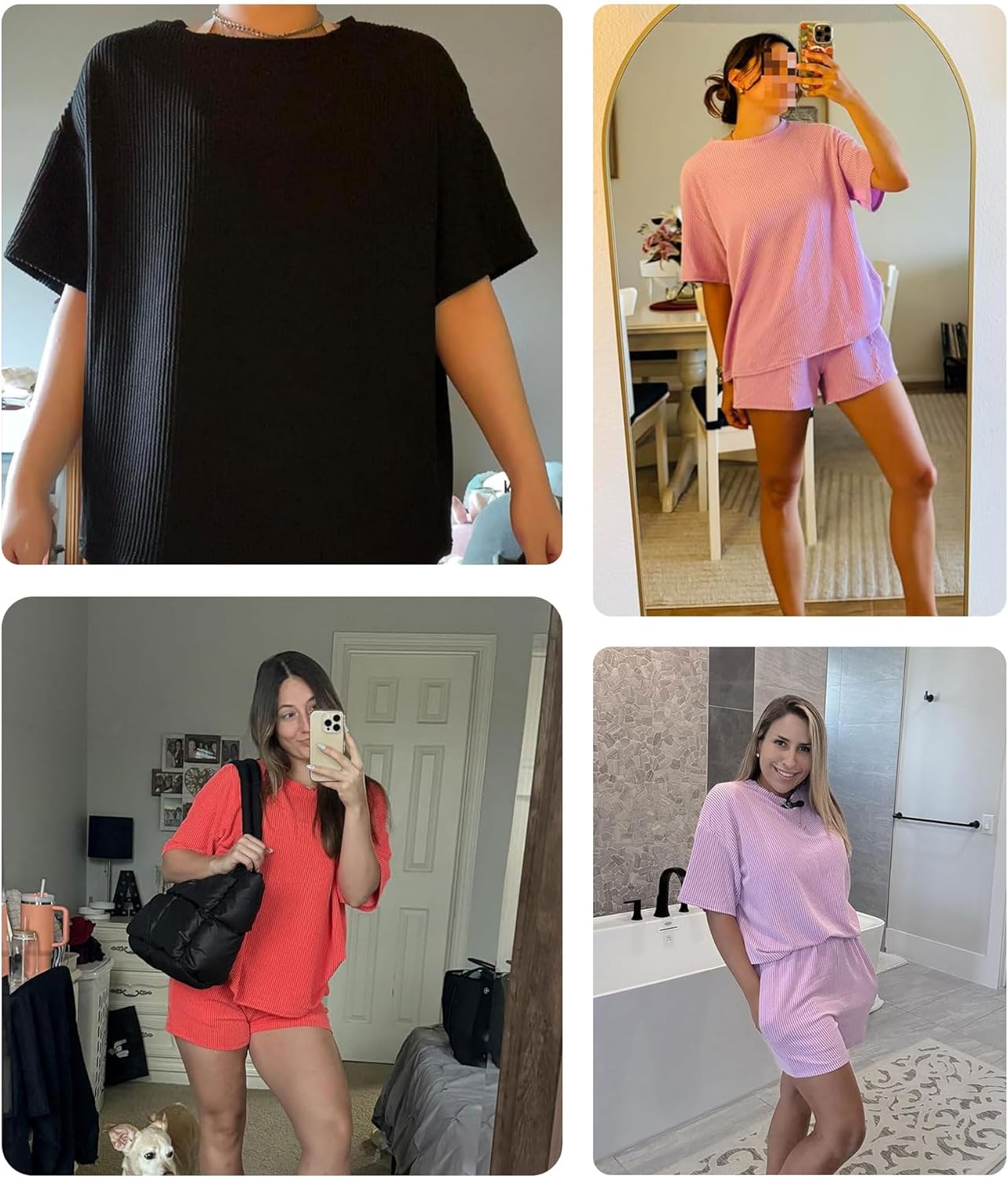 MARZXIN Women 2 Piece Shorts Set 2026 Casual Summer Cruise Outfits Ribbed Loose Short Sleeve Pocket Matching Lounge Sets - Image 5