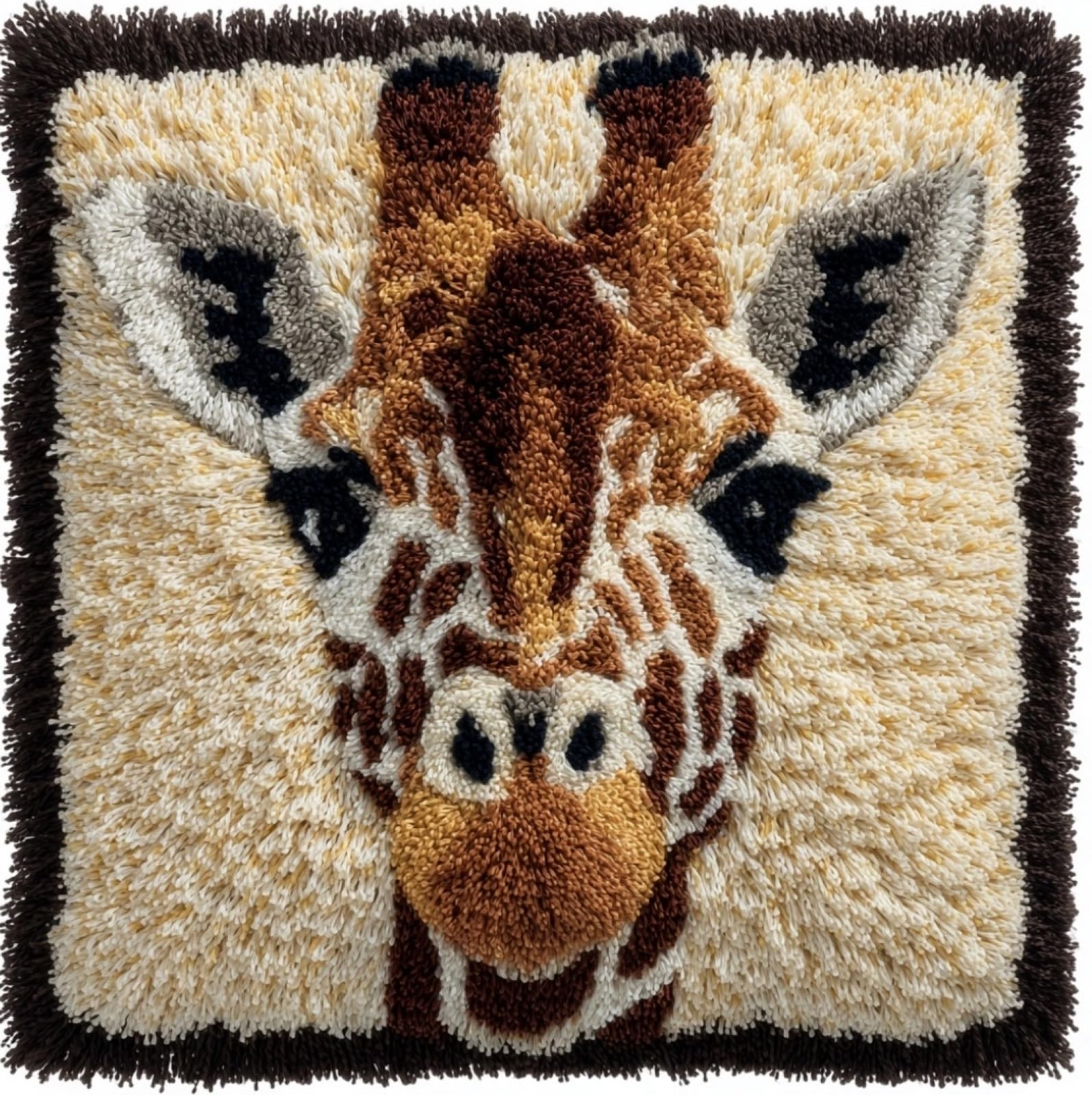 WallustrioaW 3D Pillow Latch Hook Embroidery Kits 17x17in,Giraffe
