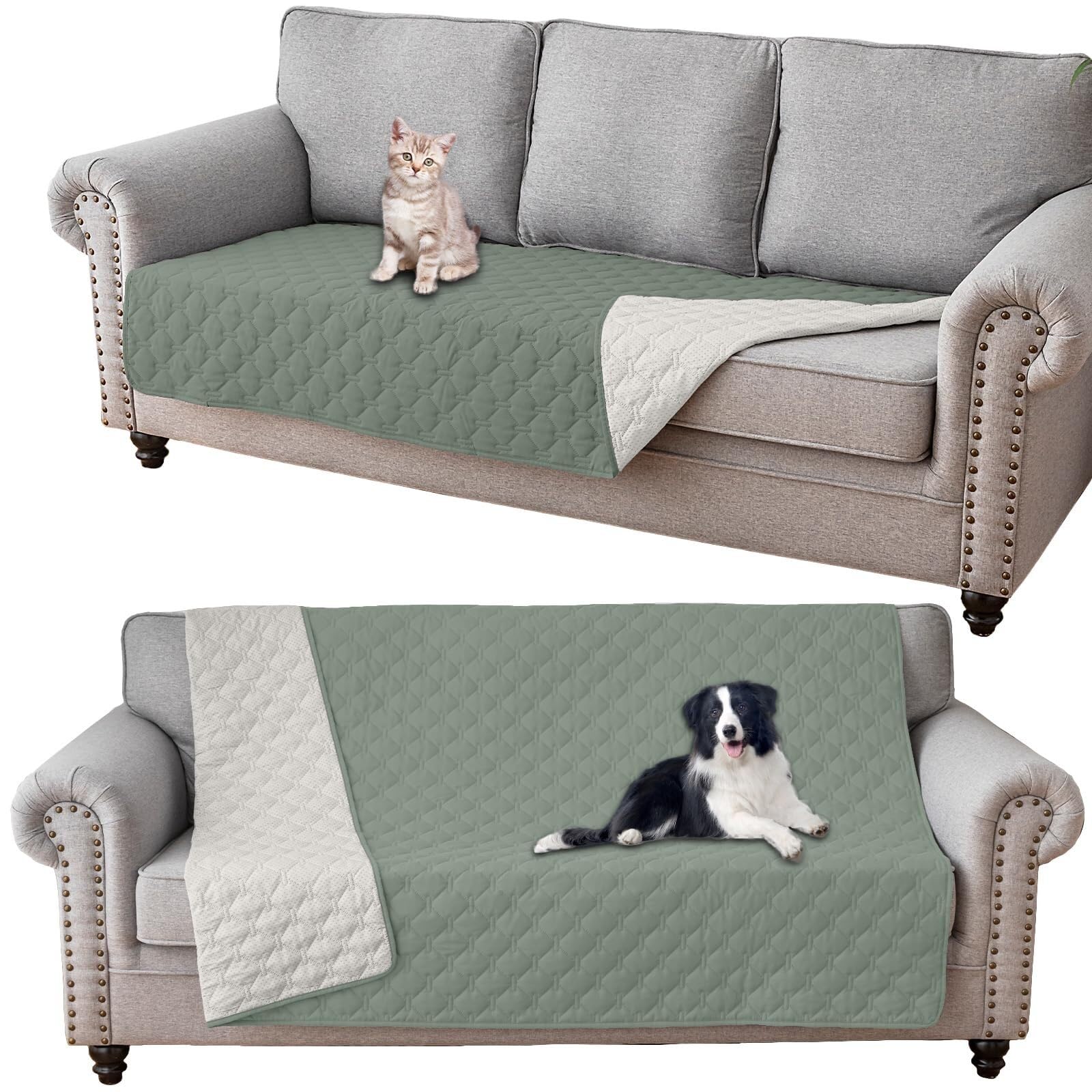 BUAOGDVG Waterproof Dog Blanket, Cat Scratch-Resistant Sofa Cover, Pet Sofa Cover with Non-Slip Rubber Bottom, Bedspread(Verde Erba,102x127cm)