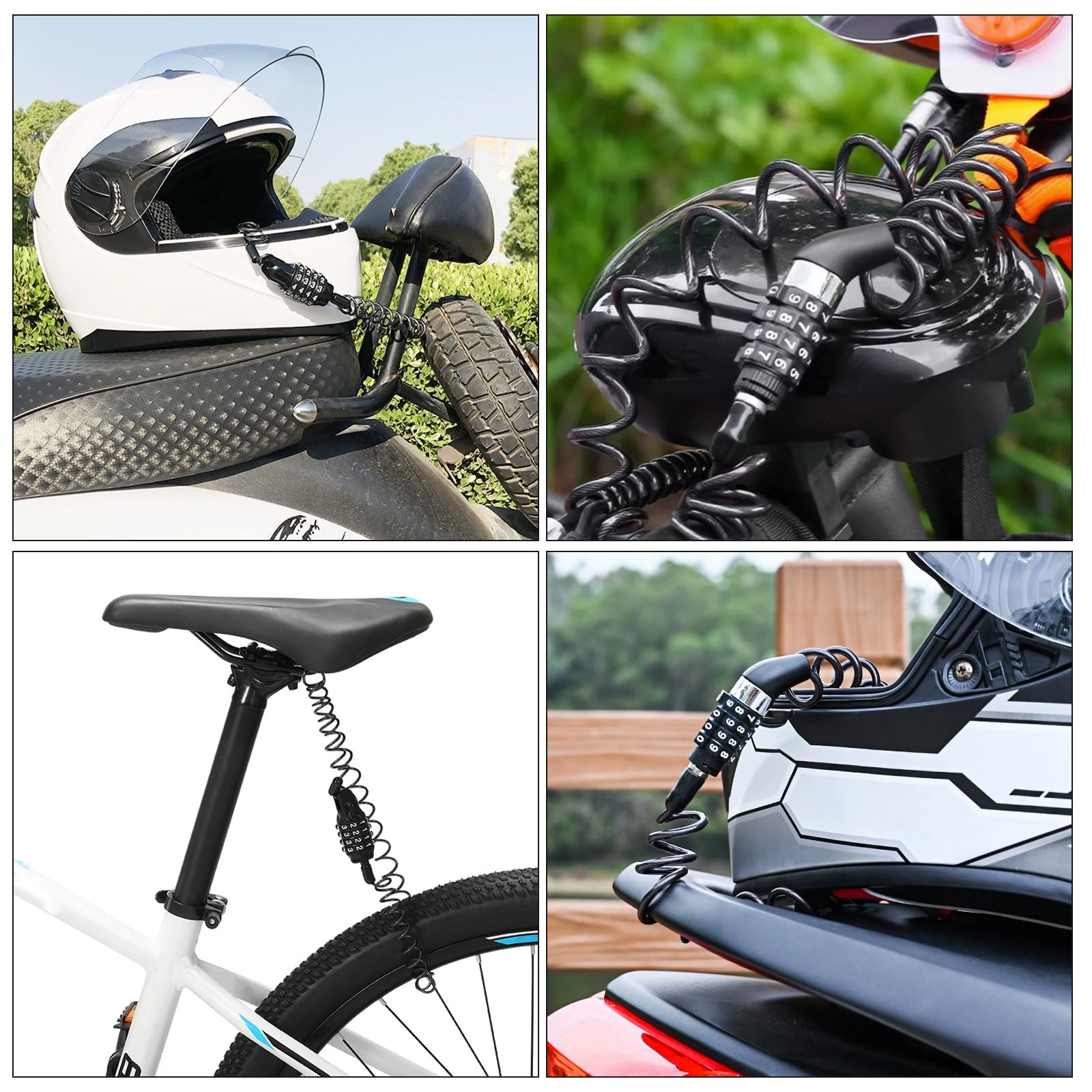 2 Stück Helmschloss Kabelschloss Schloss mit Zahlencode Zahlenschloss 4 Stellig Fahrradschloss Klein Skischloss für Motorräder Roller Autotüren 