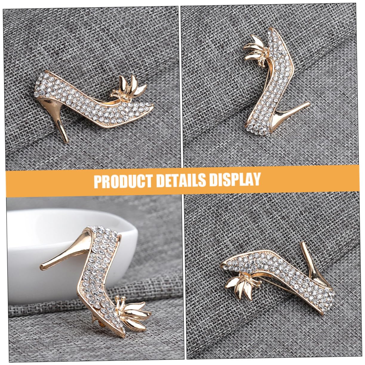 2pcs Women Brooch Pins High Heels Shoes Shape Crystal Rhinestone Decorative Pins Fashion Jewelry Accessories for Wedding Party Clothing — view 5