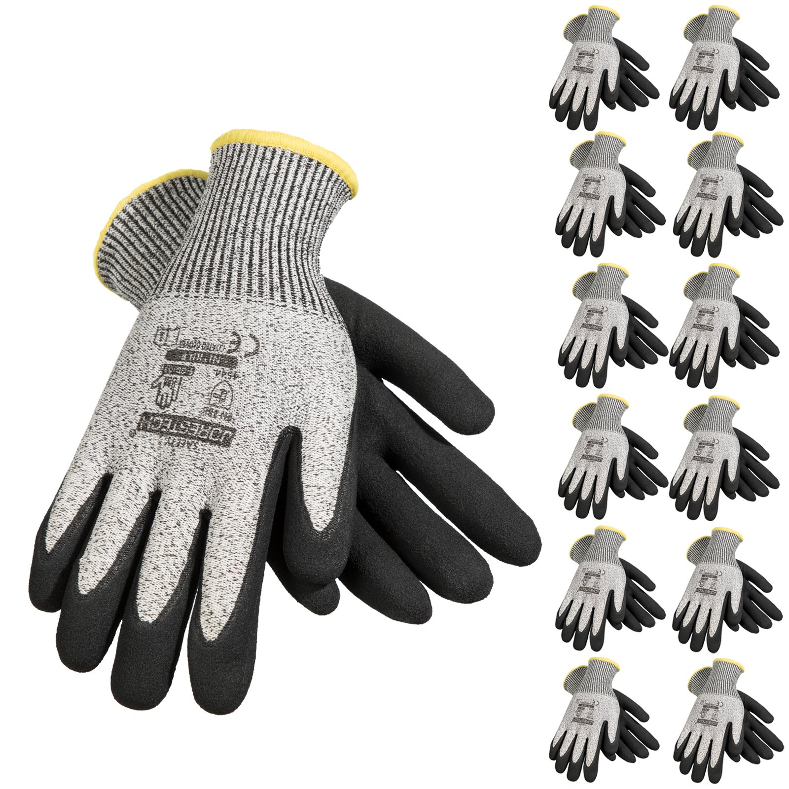 JORESTECH - Guantes de trabajo de punto recubiertos de nitrilo, protección de mano PPE, nivel de resistencia de corte de hoja 5