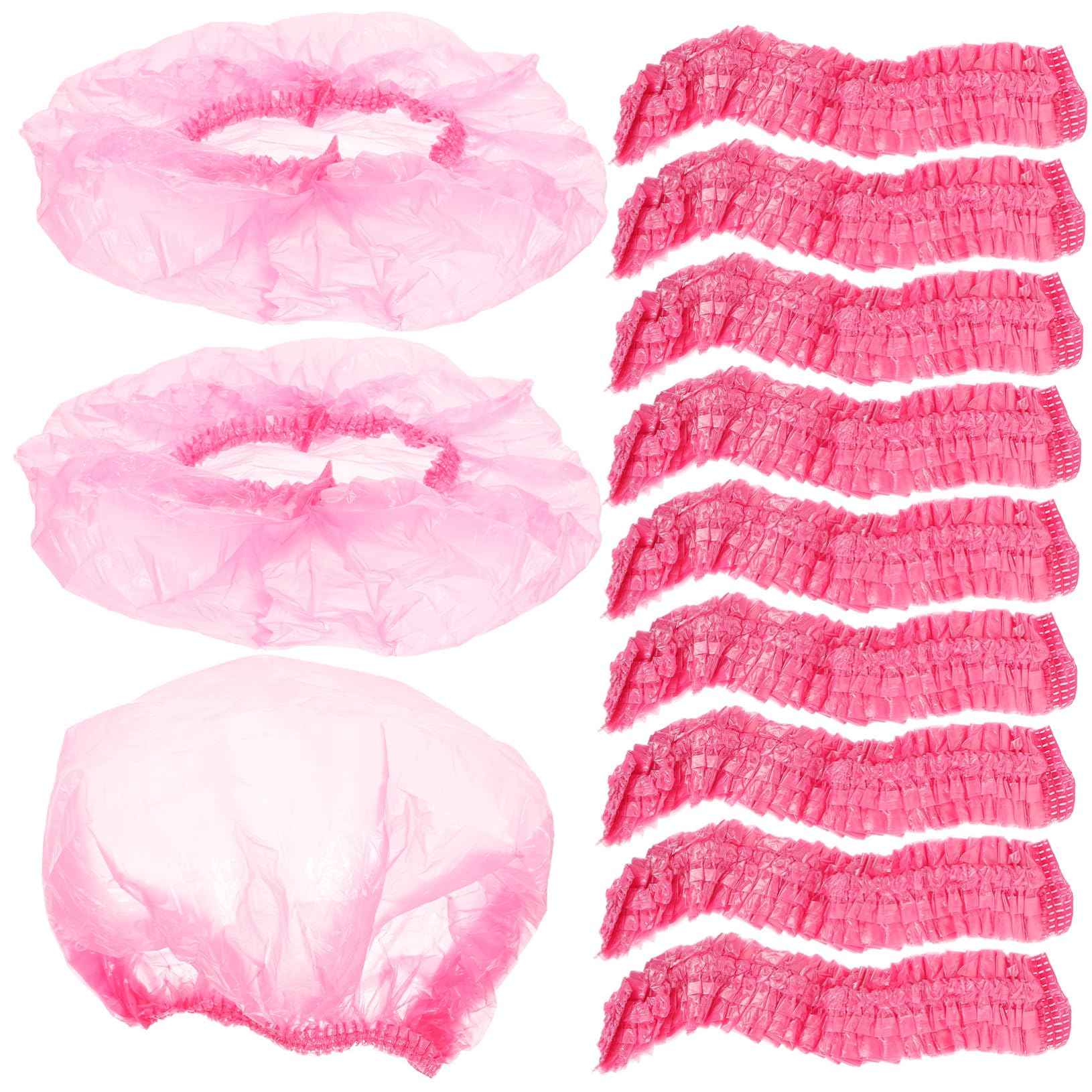 Homoyoyo 500 Stück Große Rosa Einweg Duschhauben aus Kunststoff für Damen Wasserfeste Elastische Badehauben zum Schutz der Haare Beim Baden und Reisen