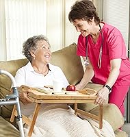 Vista 2 de Greenco mesa de desayuno de bambú plegable, escritorio para computadora portátil, mesa para la cama, bandeja para servir