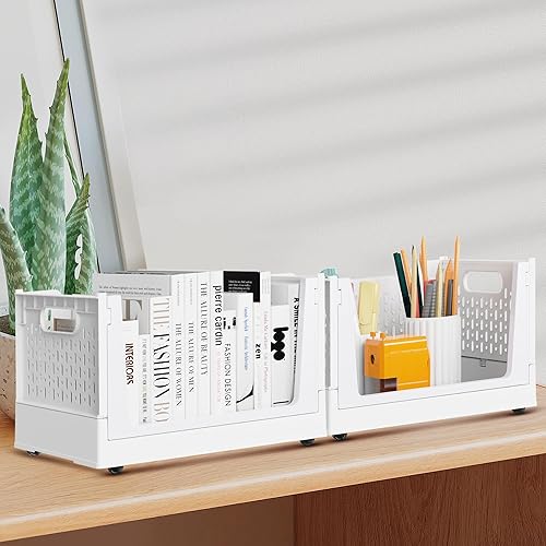 Miniatura 5 de Contenedores de almacenamiento apilables, organizadores plegables de armario y cajas de almacenamiento, estantes de plástico, contenedor organizador