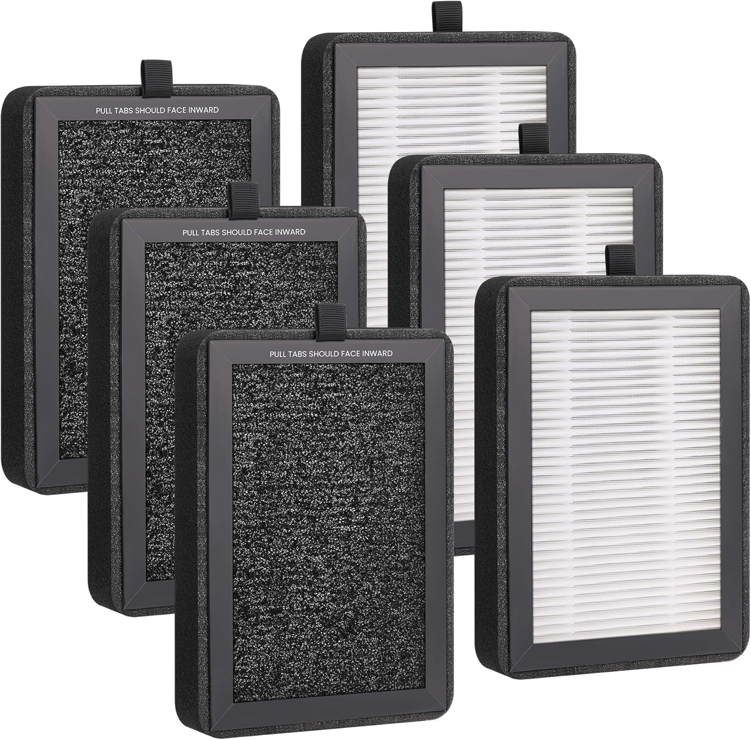 6 Pack LV-H128 Replacement Filter for Levoit Air Purifier, Compatible with LV-H128 / PUURVSAS (HM669A) / ROVACS (RV60) Air Purifier, 3 in 1 True HEPA Filtration System