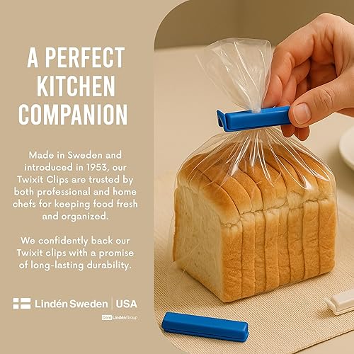 Miniatura 7 de LINDEN SWEDEN Twixit! Juego de 15 clips para bolsa, mantiene los alimentos frescos, evita derrames, ideal para almacenamiento y organización, apto