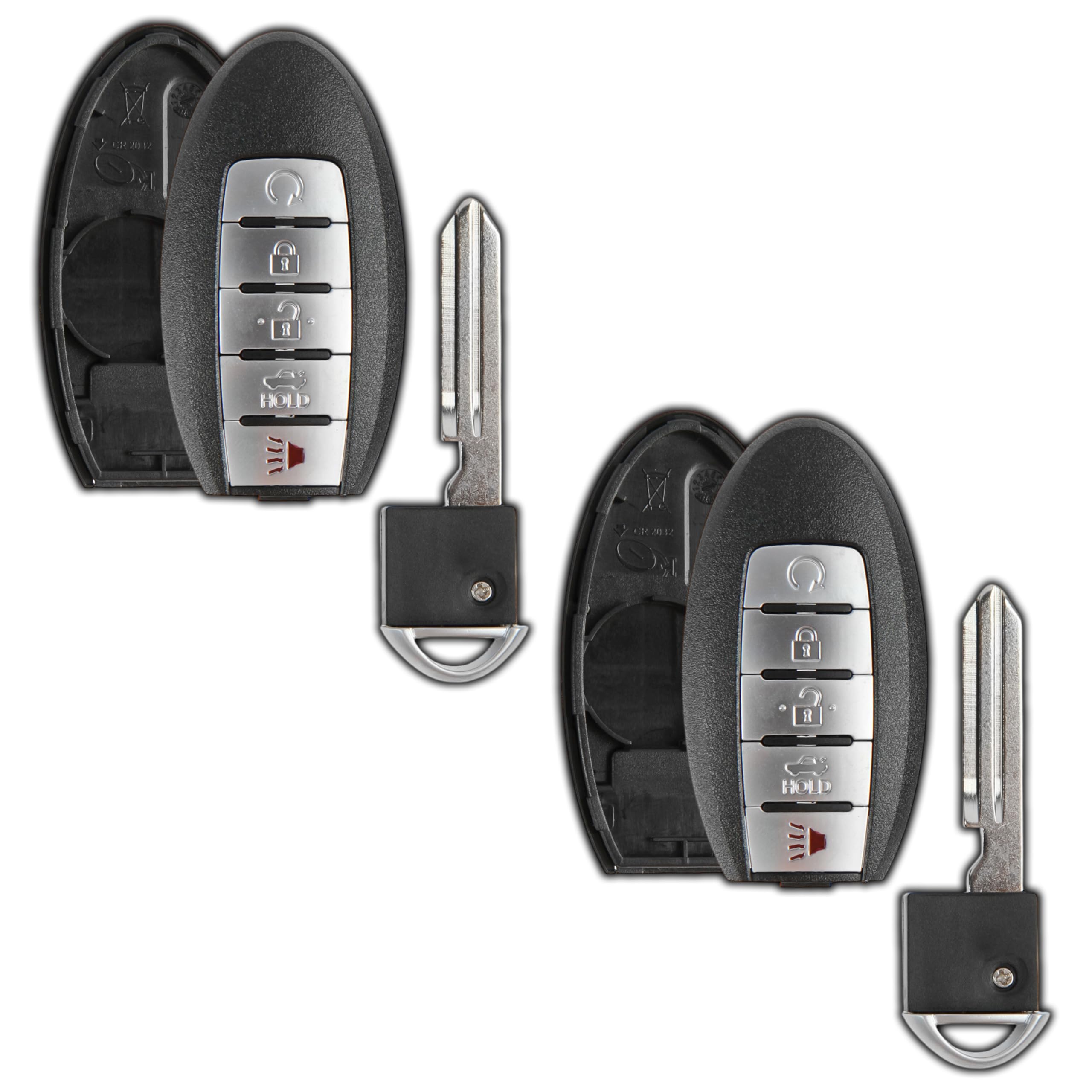 2X KeylessOption Key Fob Cover Case Replacement for 2013 2014 2015 Nissan Altima Maxima Remote Shell, 5-Button KR5S180144014, 7812D-S180014, No Programming Required