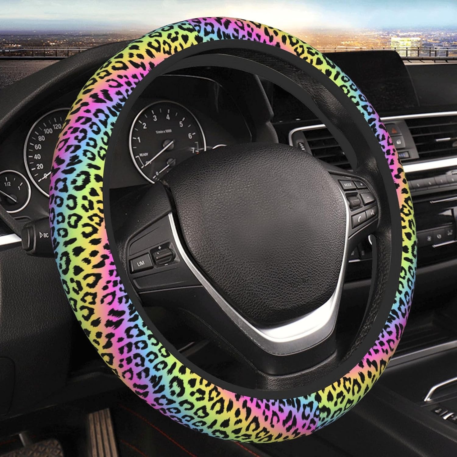 Leopard Steering Wheel Cover Car Elastic Steering Wheel Protector