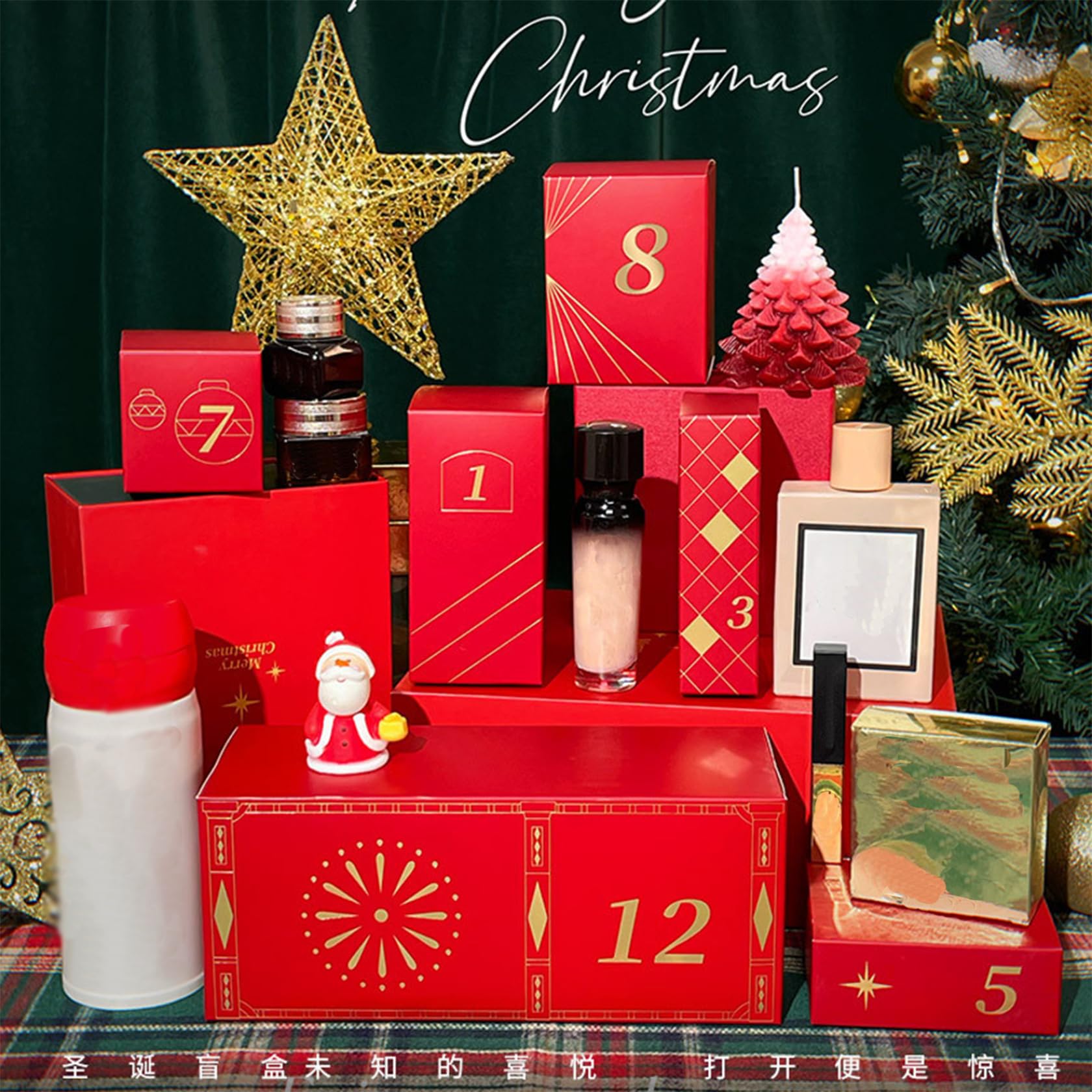 Calendario dell'Avvento vuoto da riempire con 12 scatole, calendario dell'Avvento fai da te, per bambini, famiglia, decorazioni natalizie