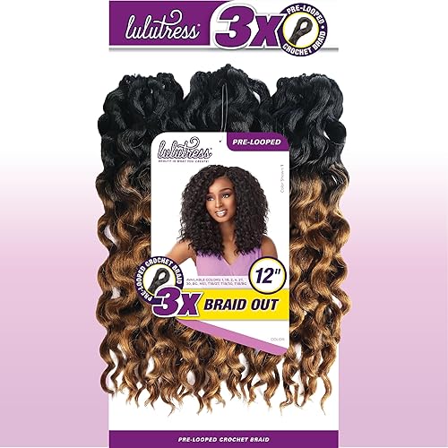 Miniatura 4 de Sensationnel Lulutress Braid Out - Extensiones de cabello sintético trenzado 3X de 12 pulgadas con trenzas de ganchillo preenrolladas, LULUTRESS 3