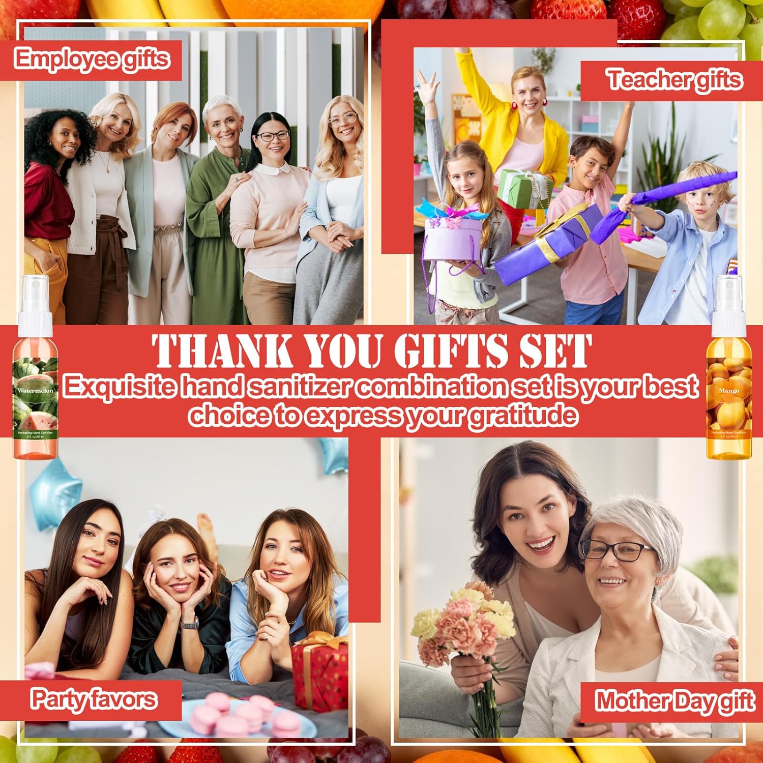 Frienda 24 Pcs Fruity Scented Mini Hand Sanitizer Spray Bulk Travel Size 2 Fl. oz Hydrating Power Mist Small Hand Sanitizer Spray for Personal Use Purse Bag Backpack Handbag Desk Drawer Car Restaurant - Image 5