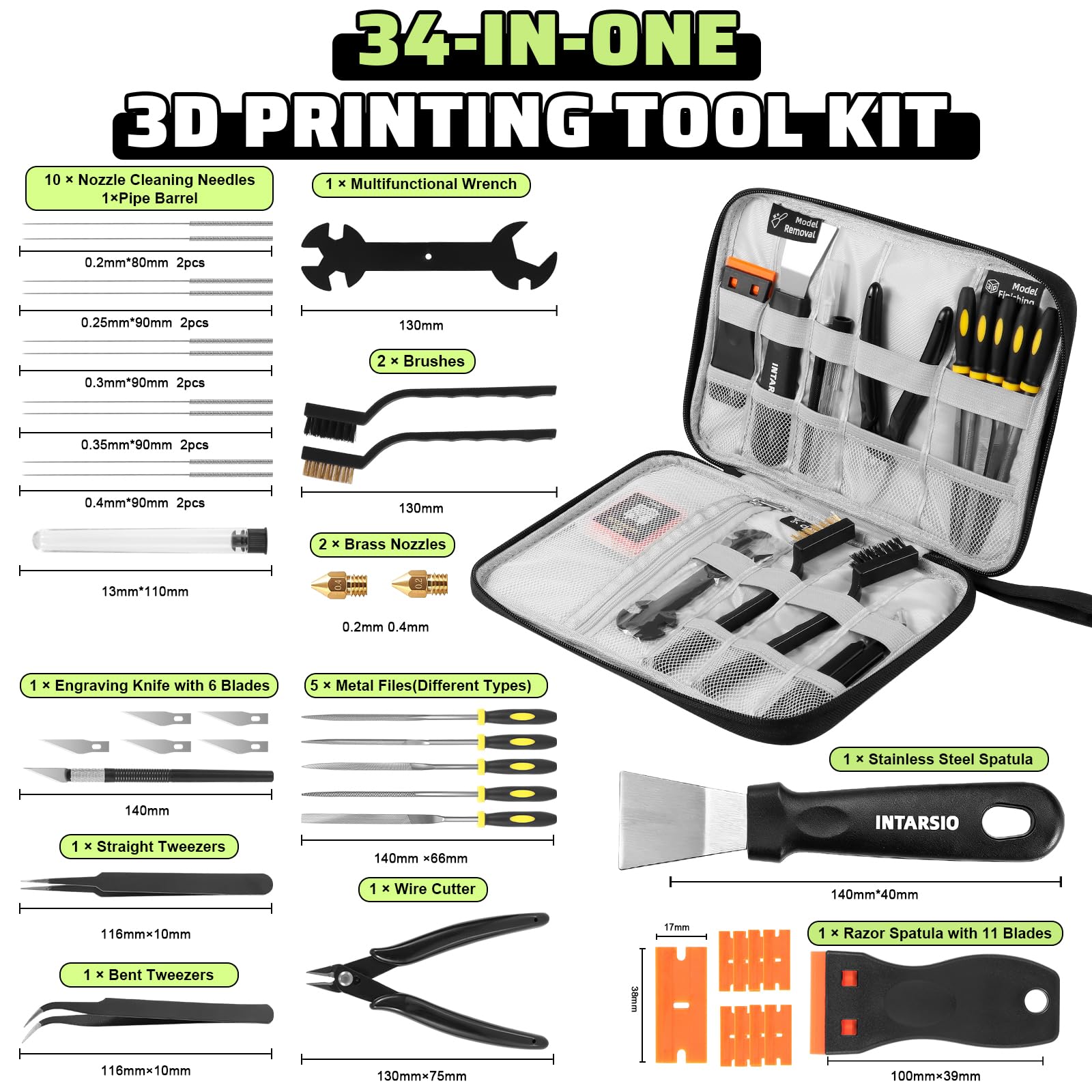 3D Printer Tool Kit - 34pcs for FDM/SLA Printers -2