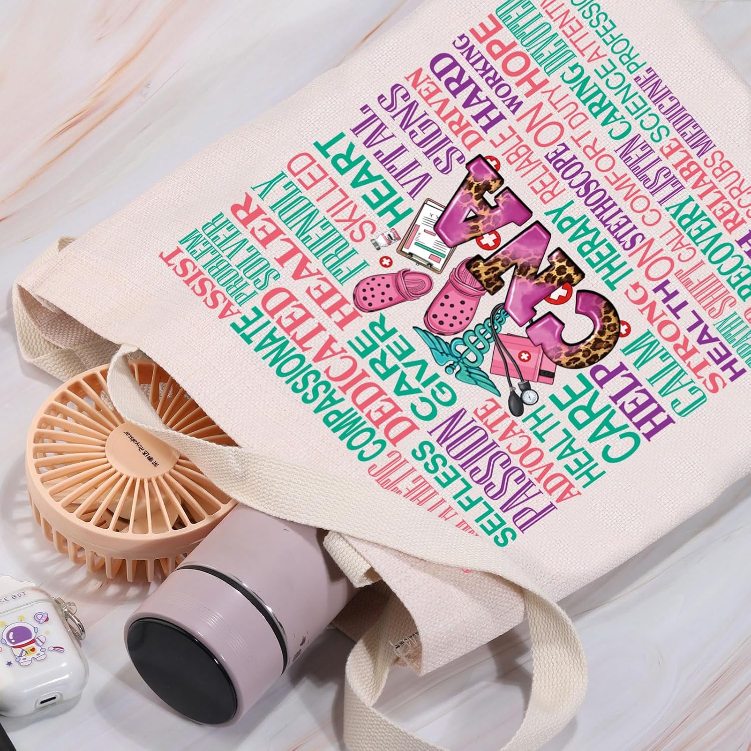 LEVLO CNA Tote Bag Certified Nursing Assistant Gift CNA Nurse Shopping Bag Nurse Appreciation Gift image 2